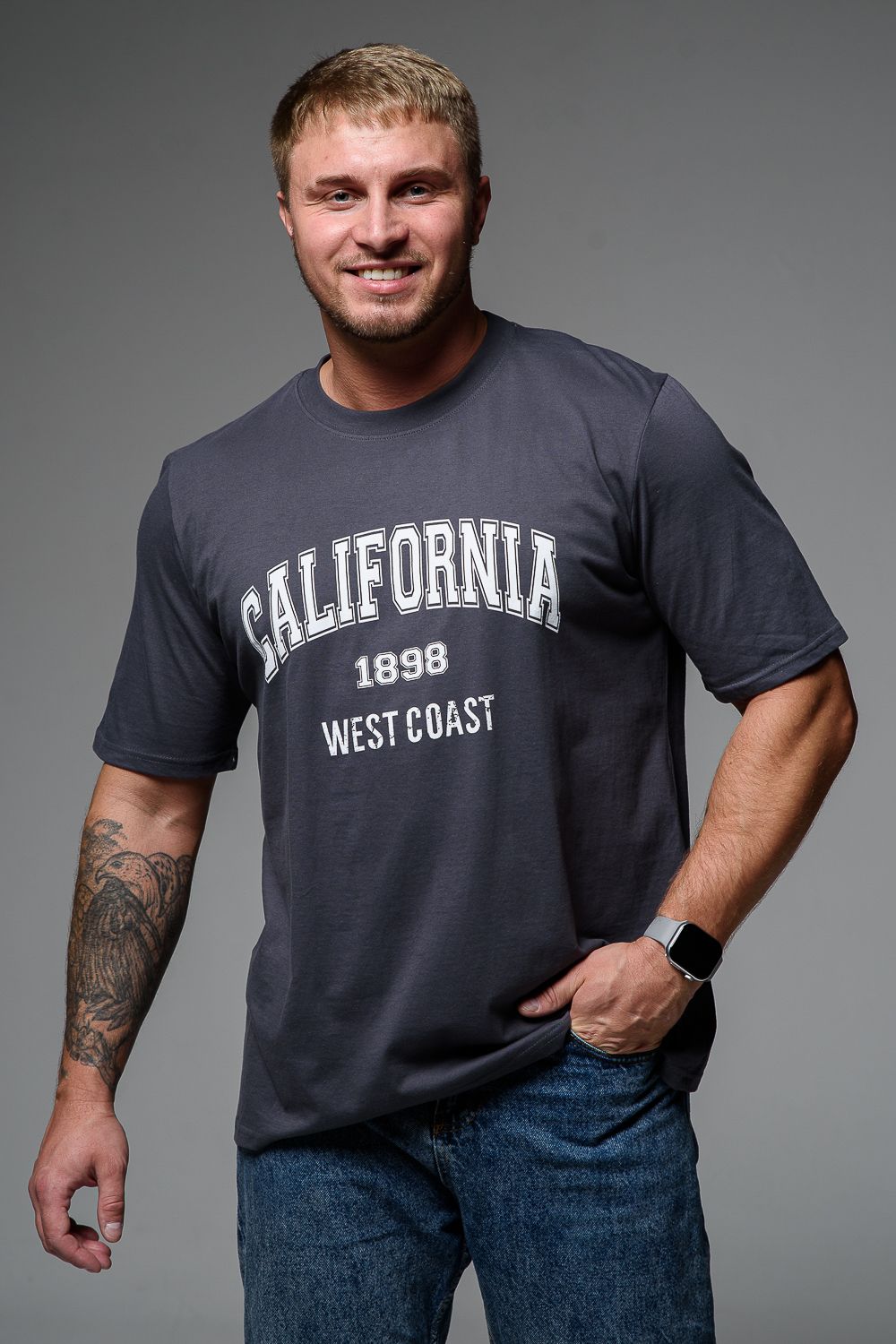 Футболка мужская 8503/1 - серый+Москва