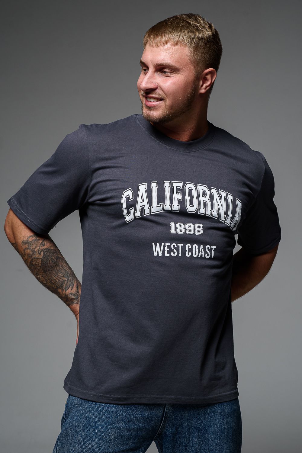 Футболка мужская 8503/1 - антрацит+калифорния