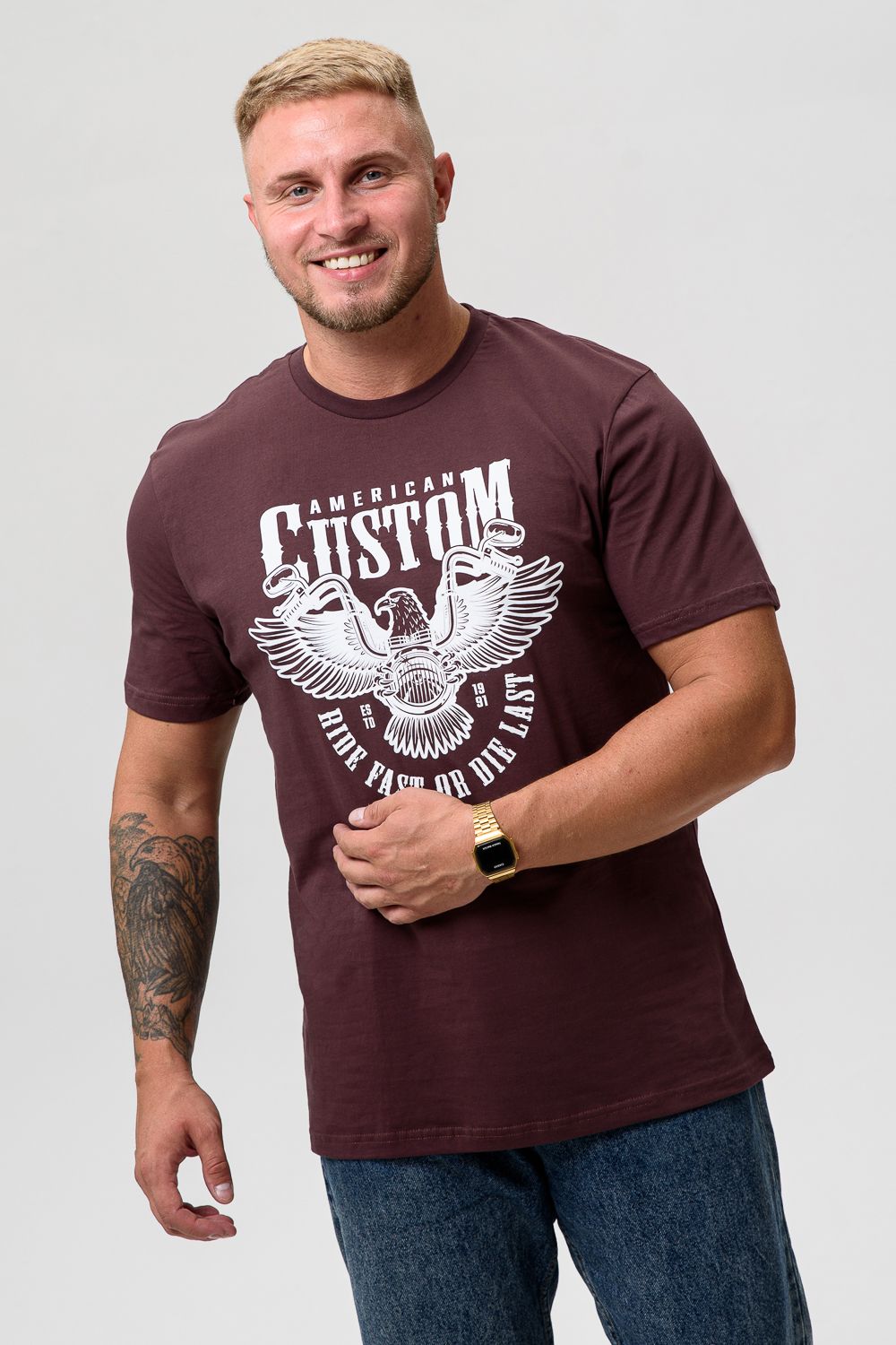 Футболка мужская 8503/1 - шоколад+орел