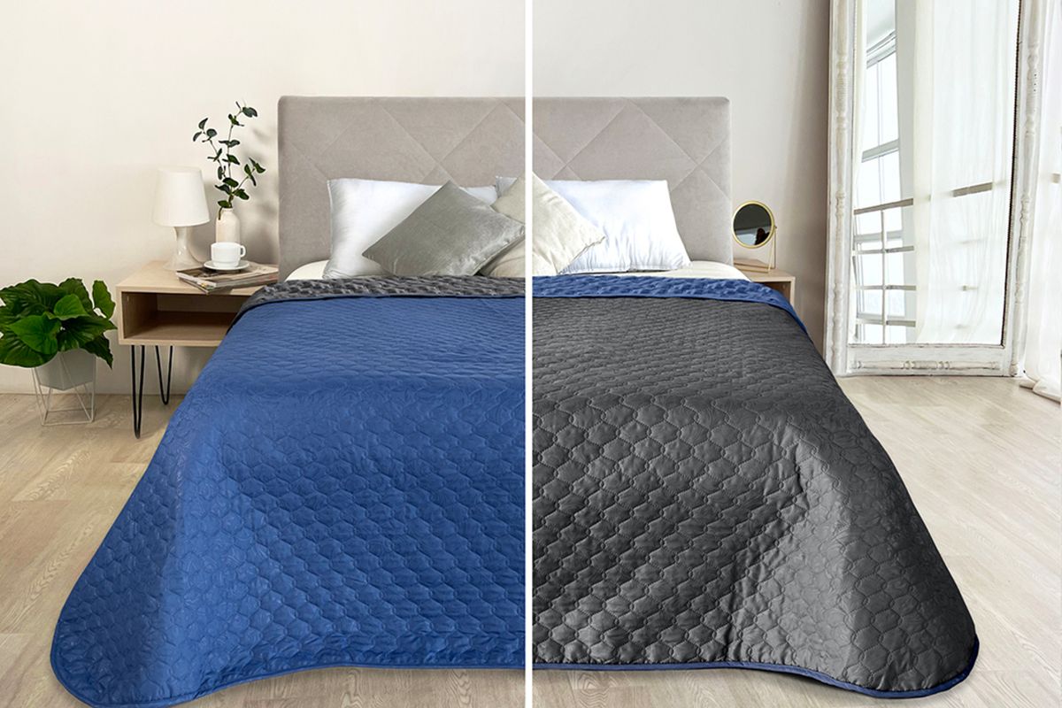 Покрывало микрофибра ПМ-110 графит-синий