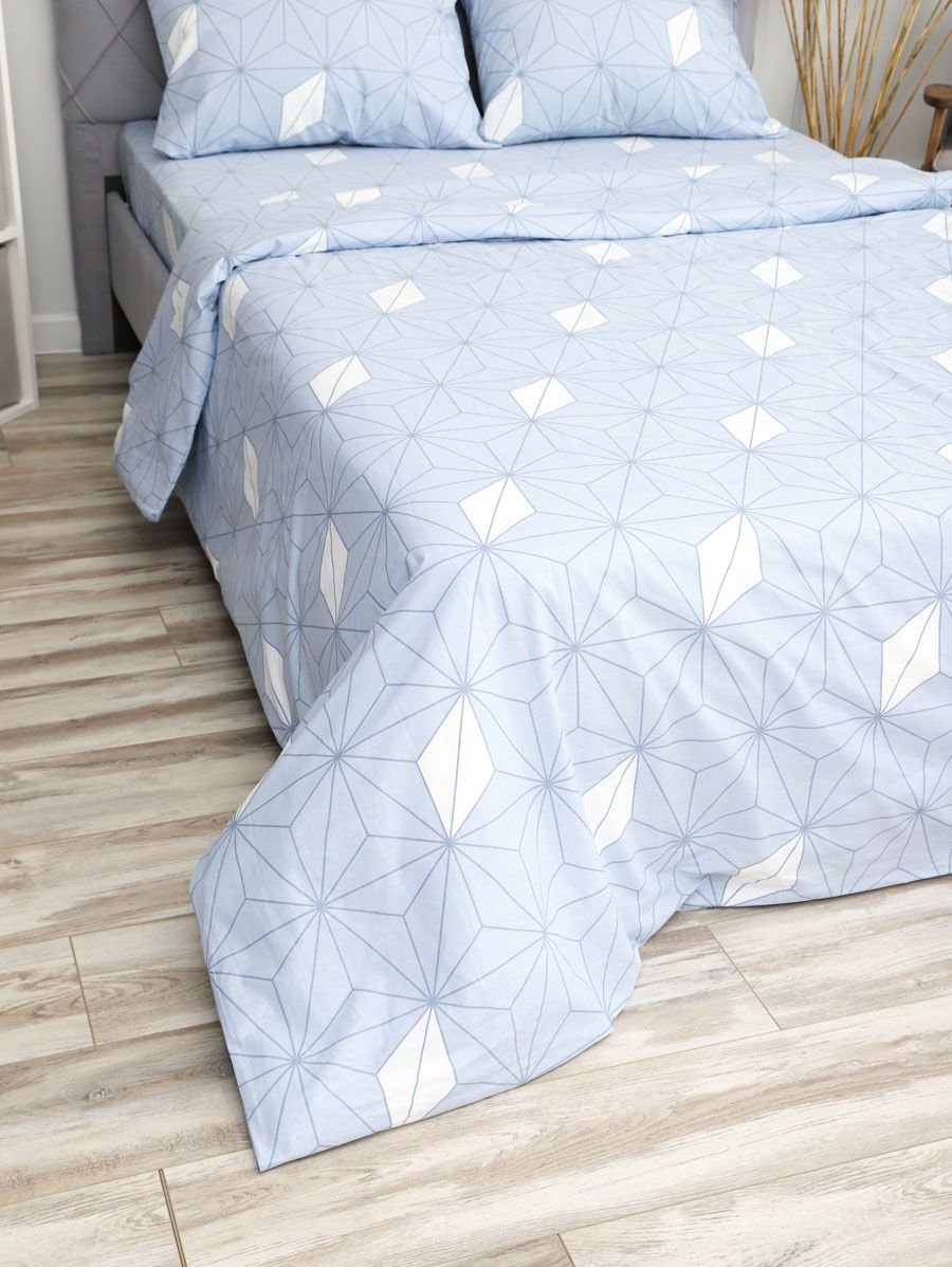 Пододеяльник поплин Галактика-компаньон - серо-голубой