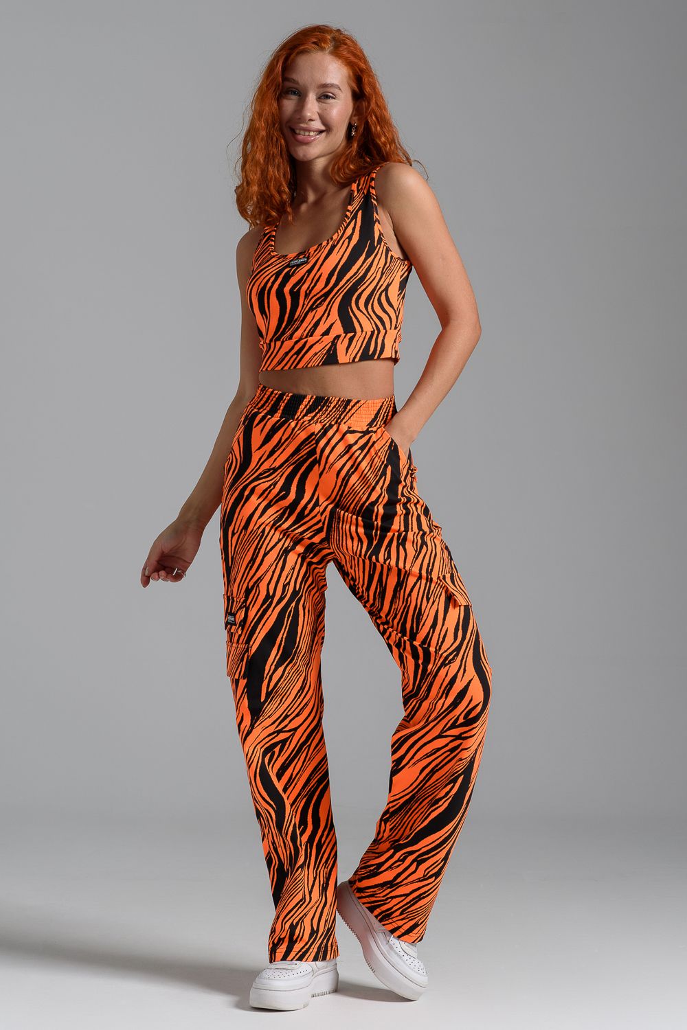 8483 Брюки женские - оранжевый неон