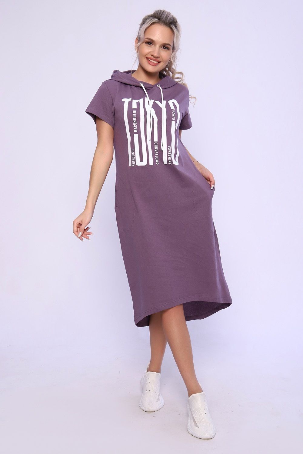 Платье с капюшоном - TOKYO - 494 - сливовый