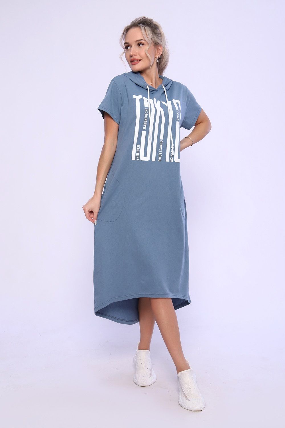 Платье с капюшоном - TOKYO - 494 - серо-голубой