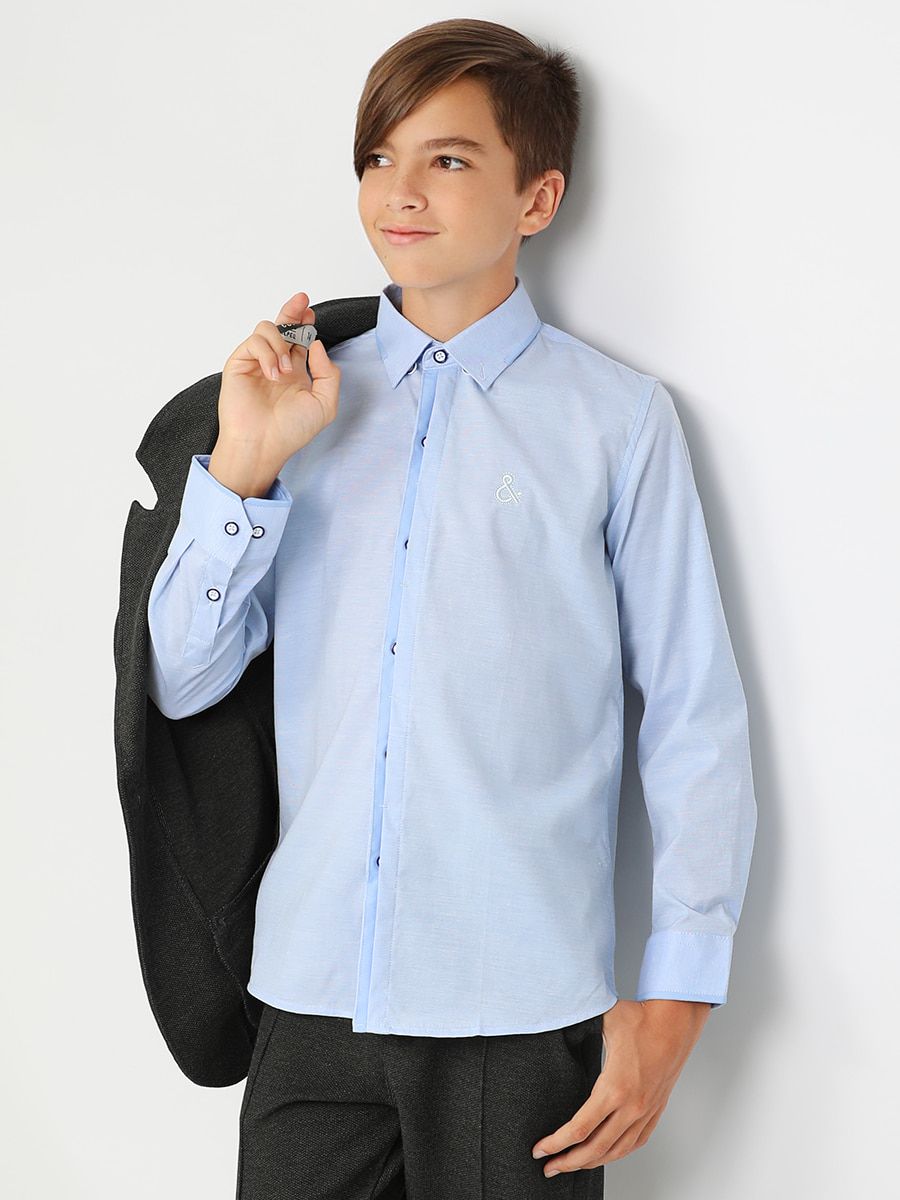 Рубашка для мальчика длинный рукав SP2453 - голубой