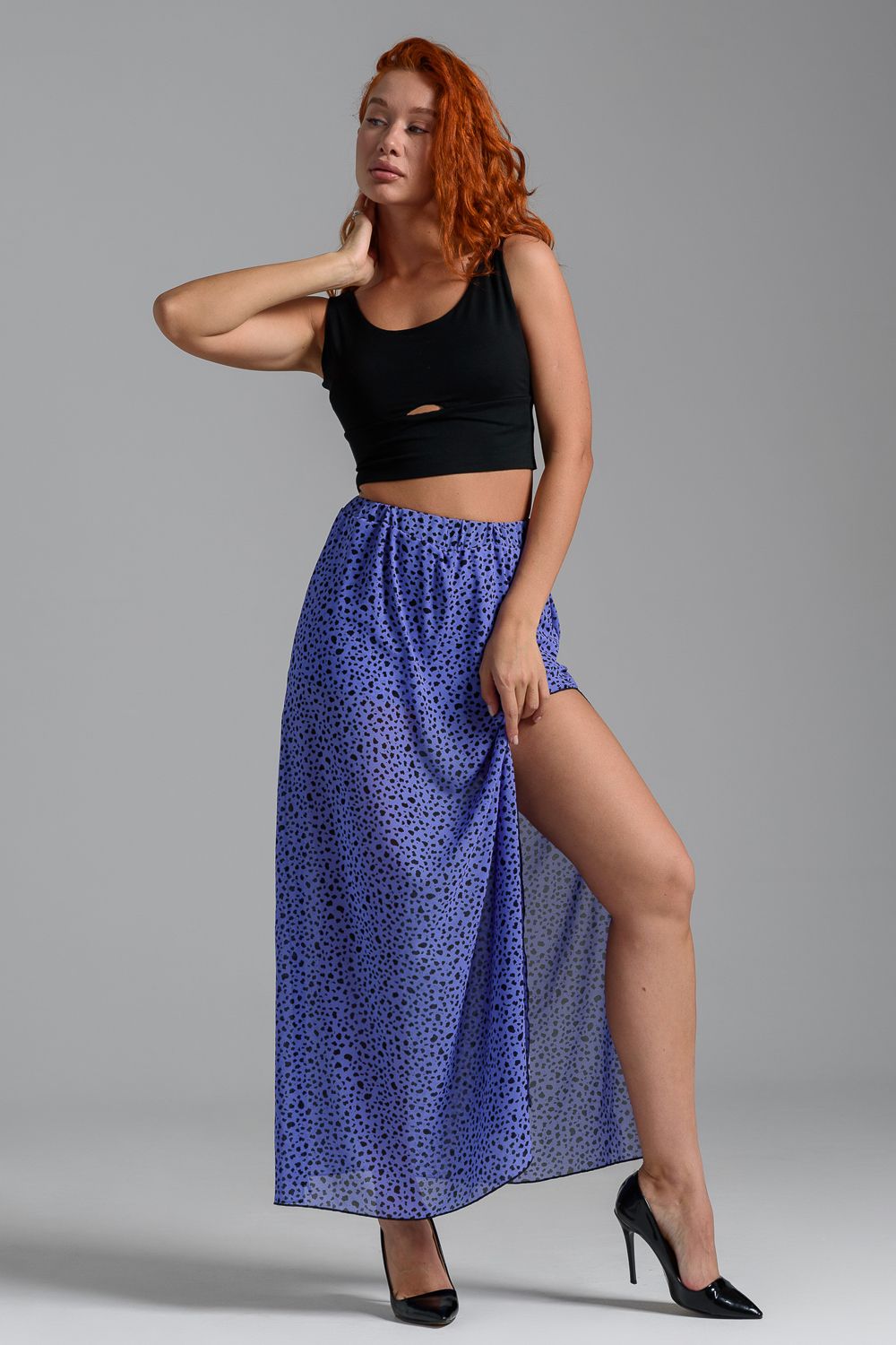 Юбка женская 7441 - леопард на сирени