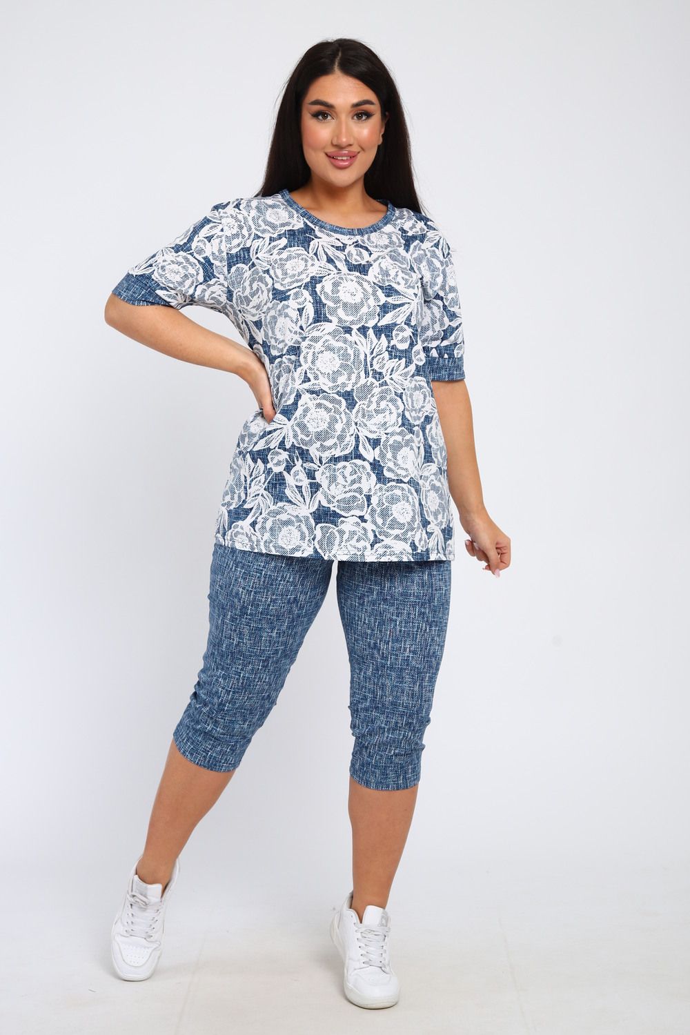 Костюм женский КБЖЖ0050А - белый/голубой