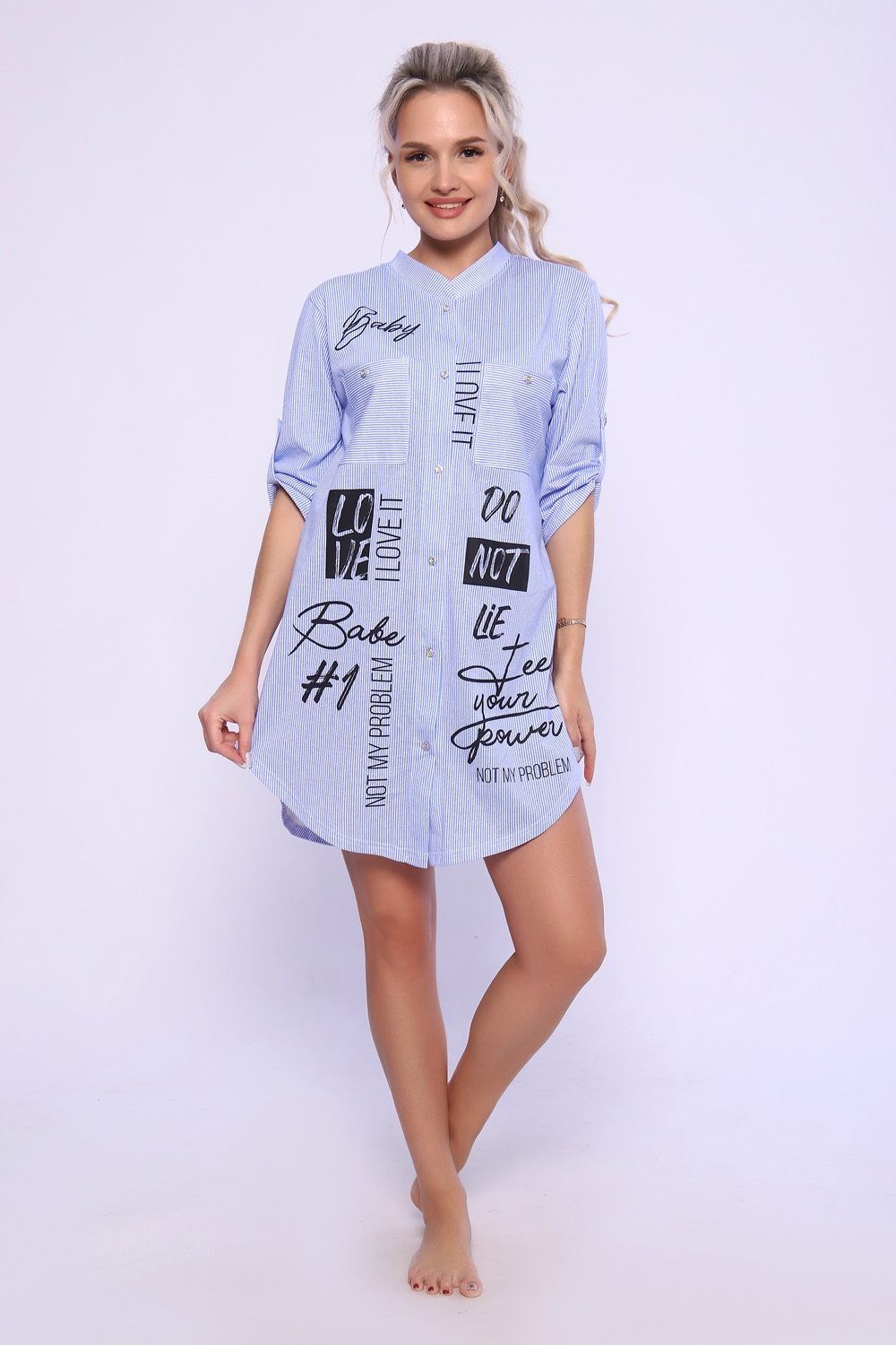 Туника с принтом - Baby - 624 - голубой