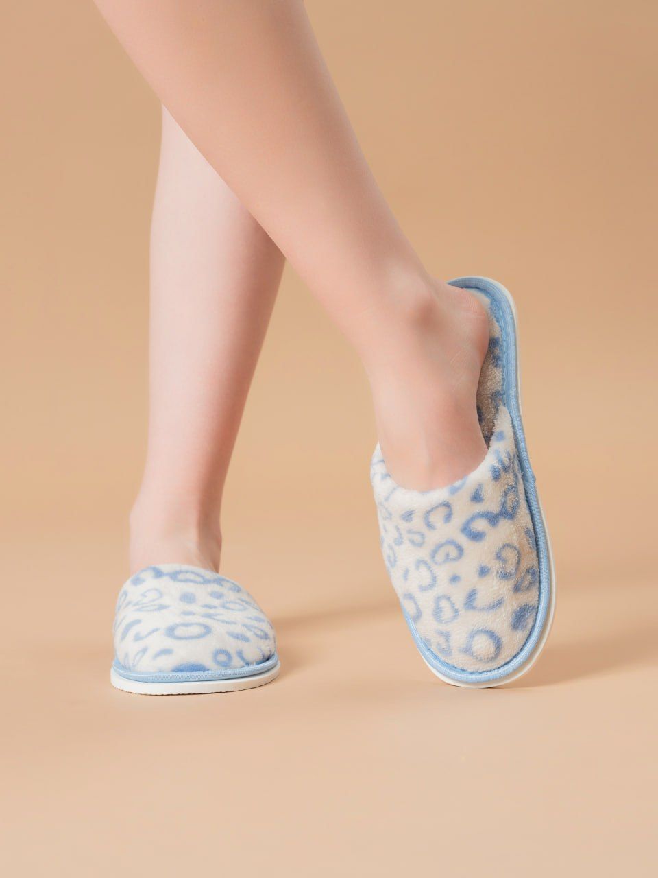 Тапочки домашние С-6ЖВТ-МР - леопард/голубой