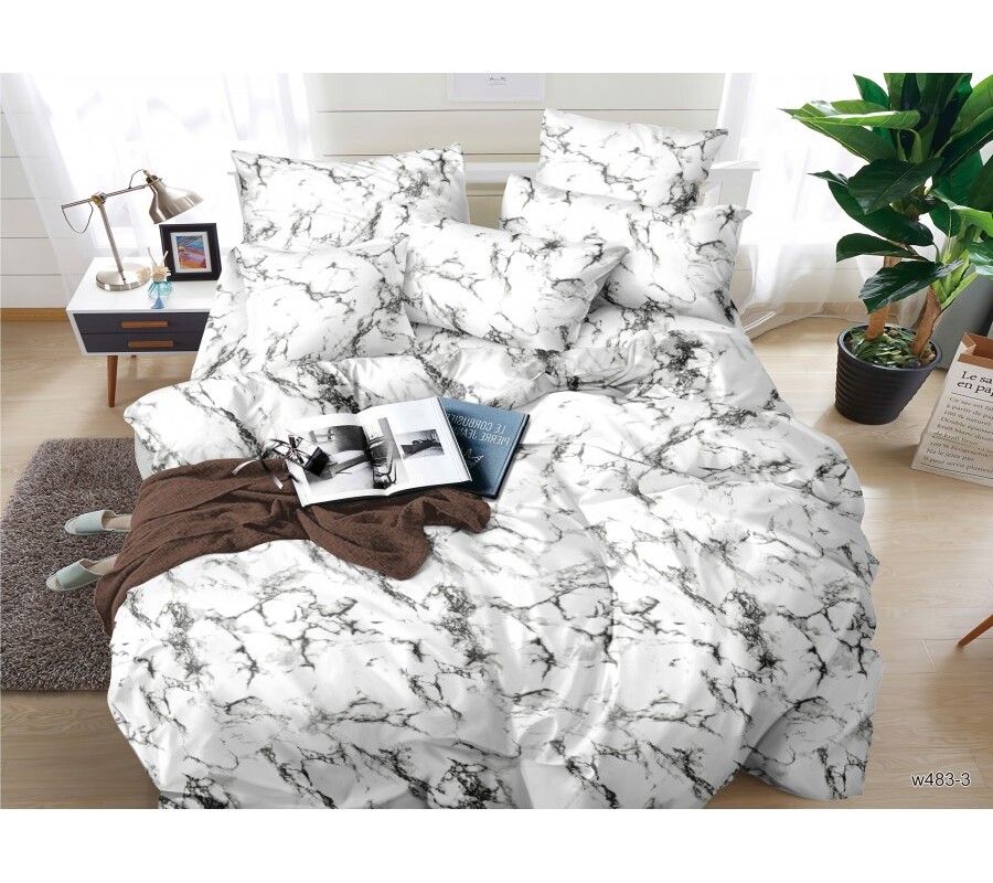 Постельное белье Белый мрамор полисатин ,наволочки 70х70см - белый