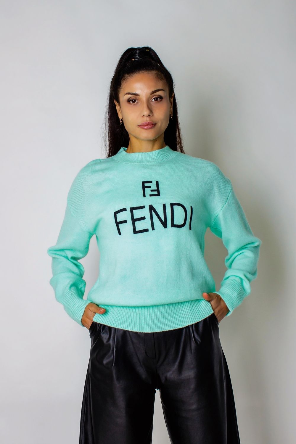 Теплый джемпер F женский арт.1835 - бирюзовый