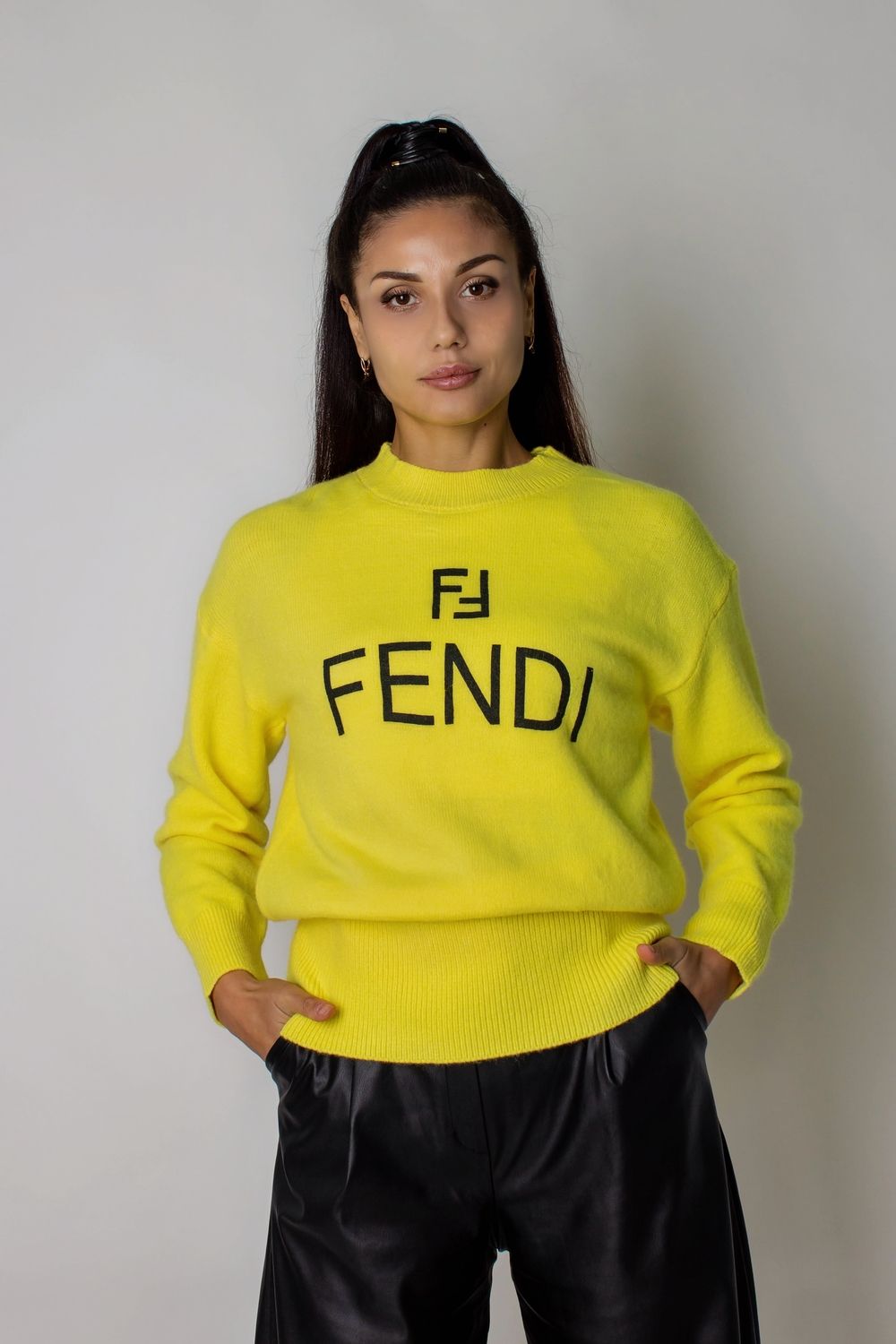 Теплый джемпер F женский арт.1835 - желтый