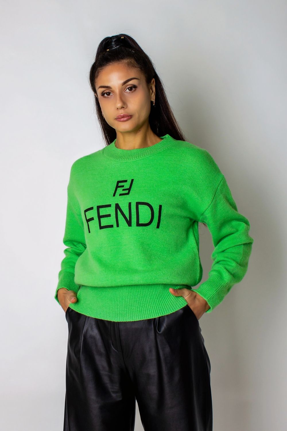 Теплый джемпер F женский арт.1835 - зеленый