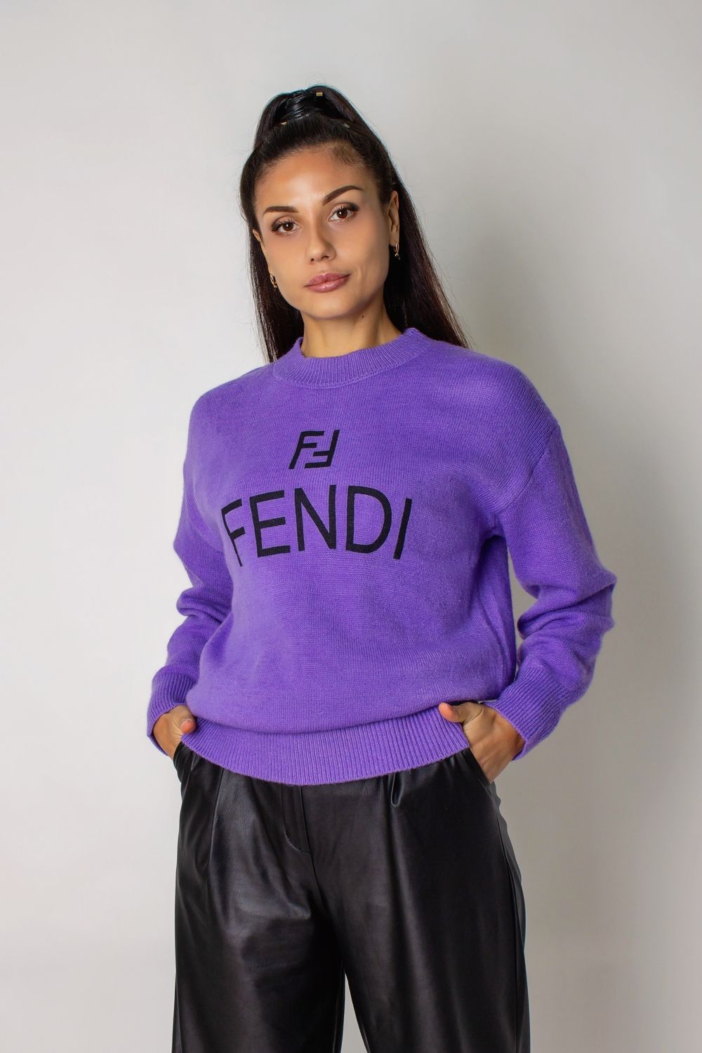 Теплый джемпер F женский арт.1835 - сирень