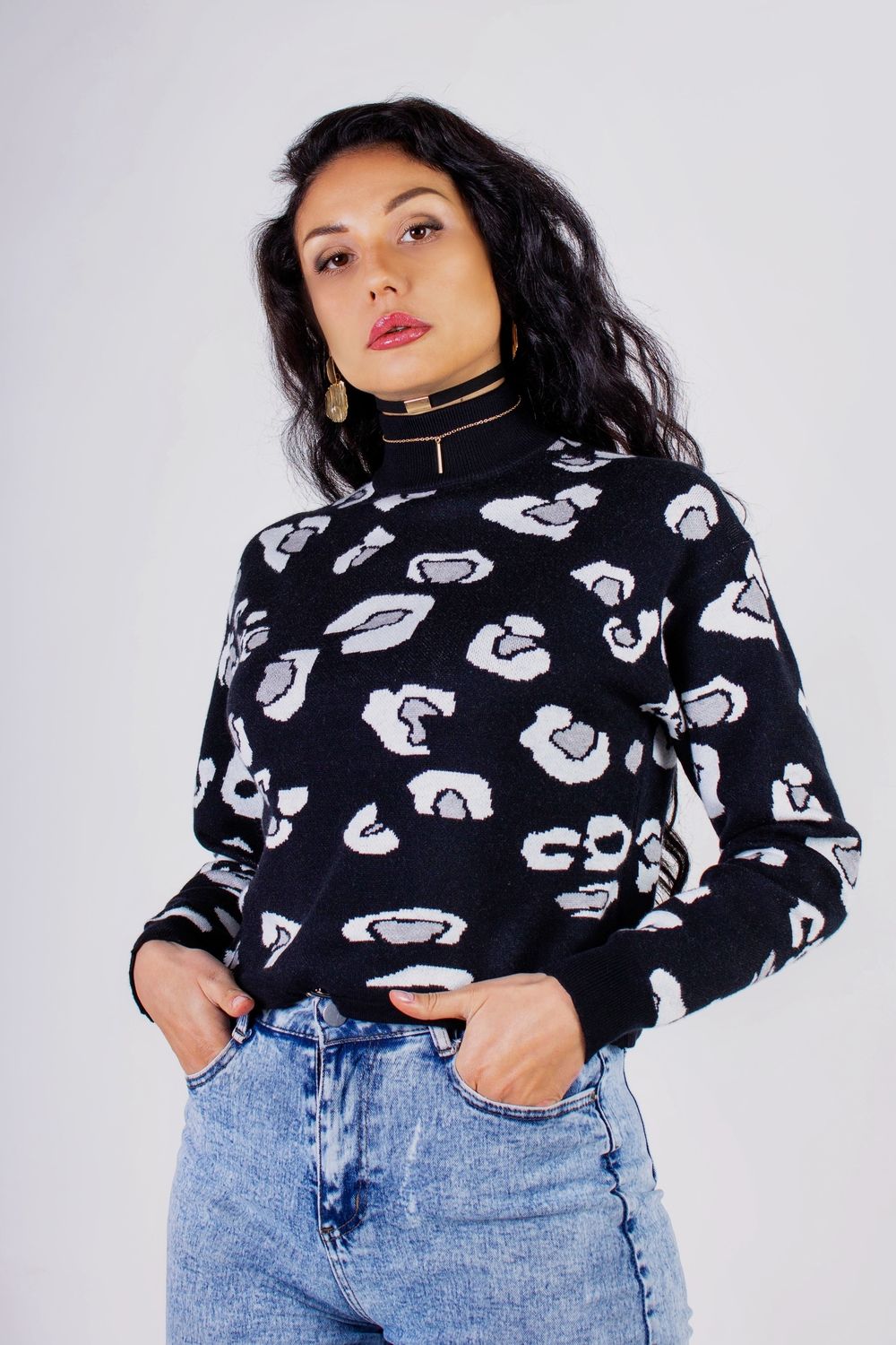 Джемпер с фиксатором Леопард арт.23377 - черный+леопард