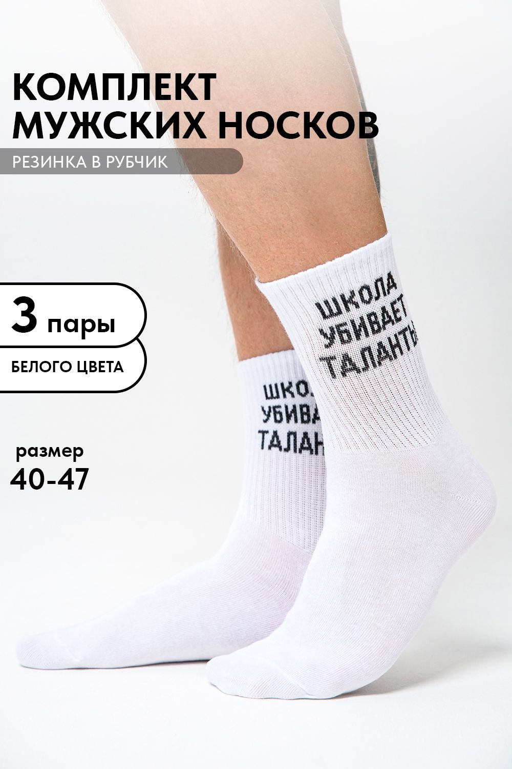 Носки мужские Талант (набор 3 пары) - белый