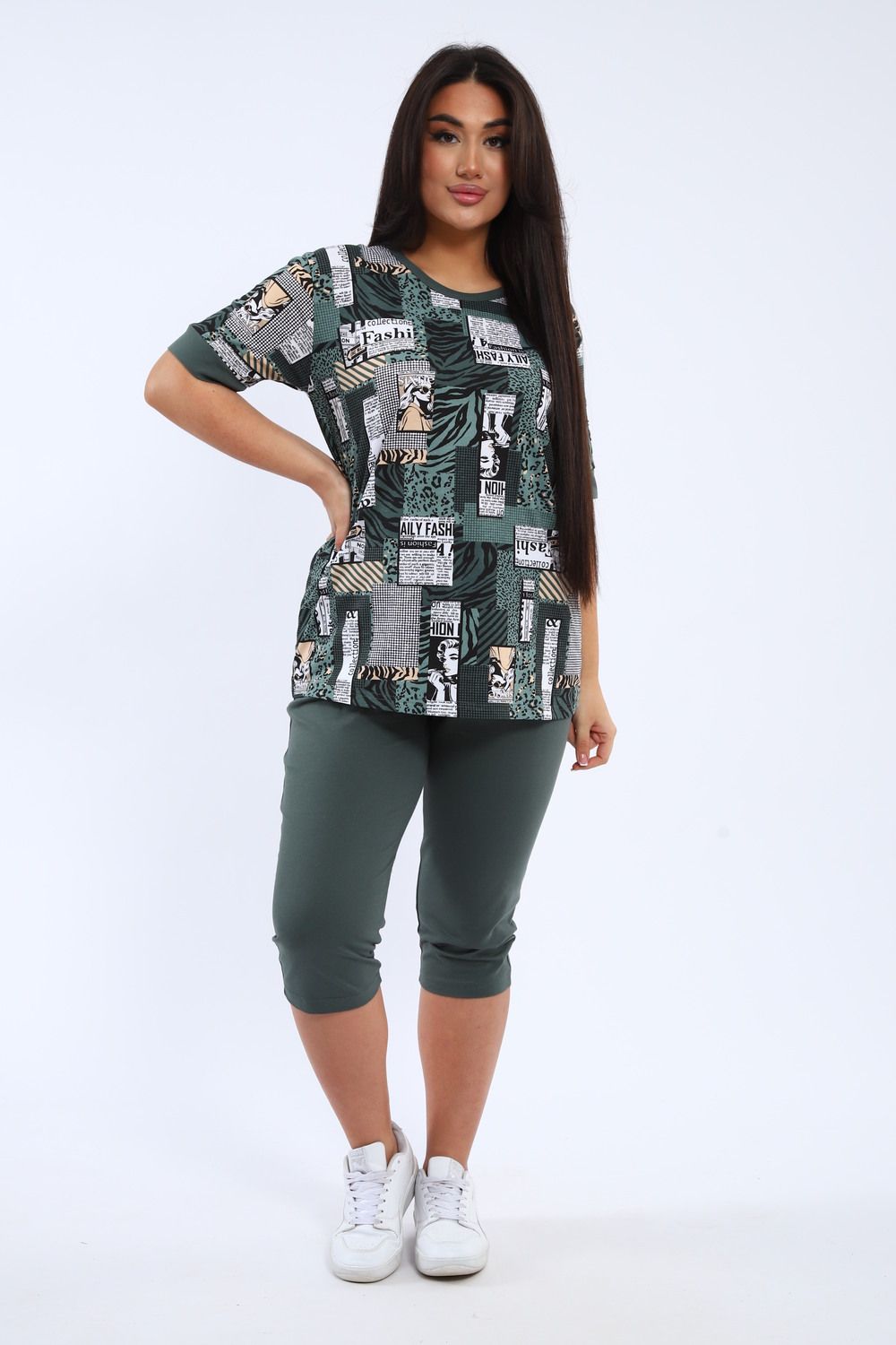 Костюм женский КБЖЖ0050А - зеленый/желтый