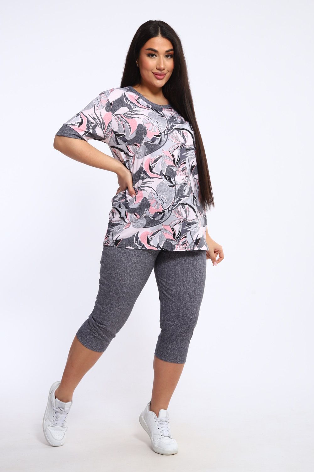 Костюм женский КБЖЖ0050А - розовый/серый