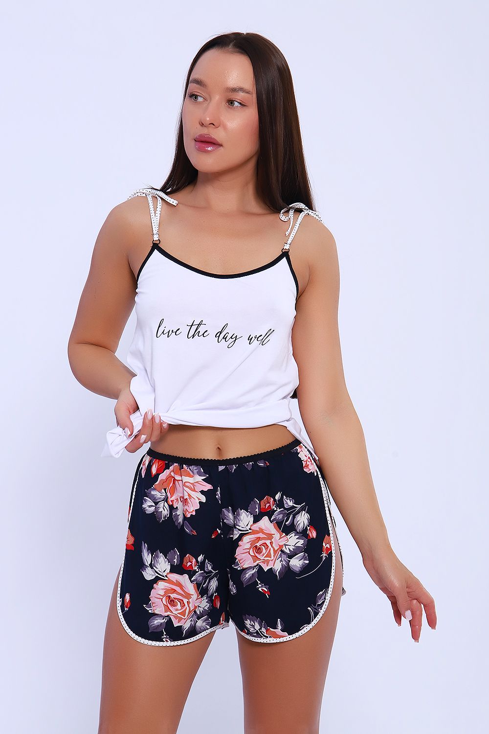 Шорты женские 74361 - цветы