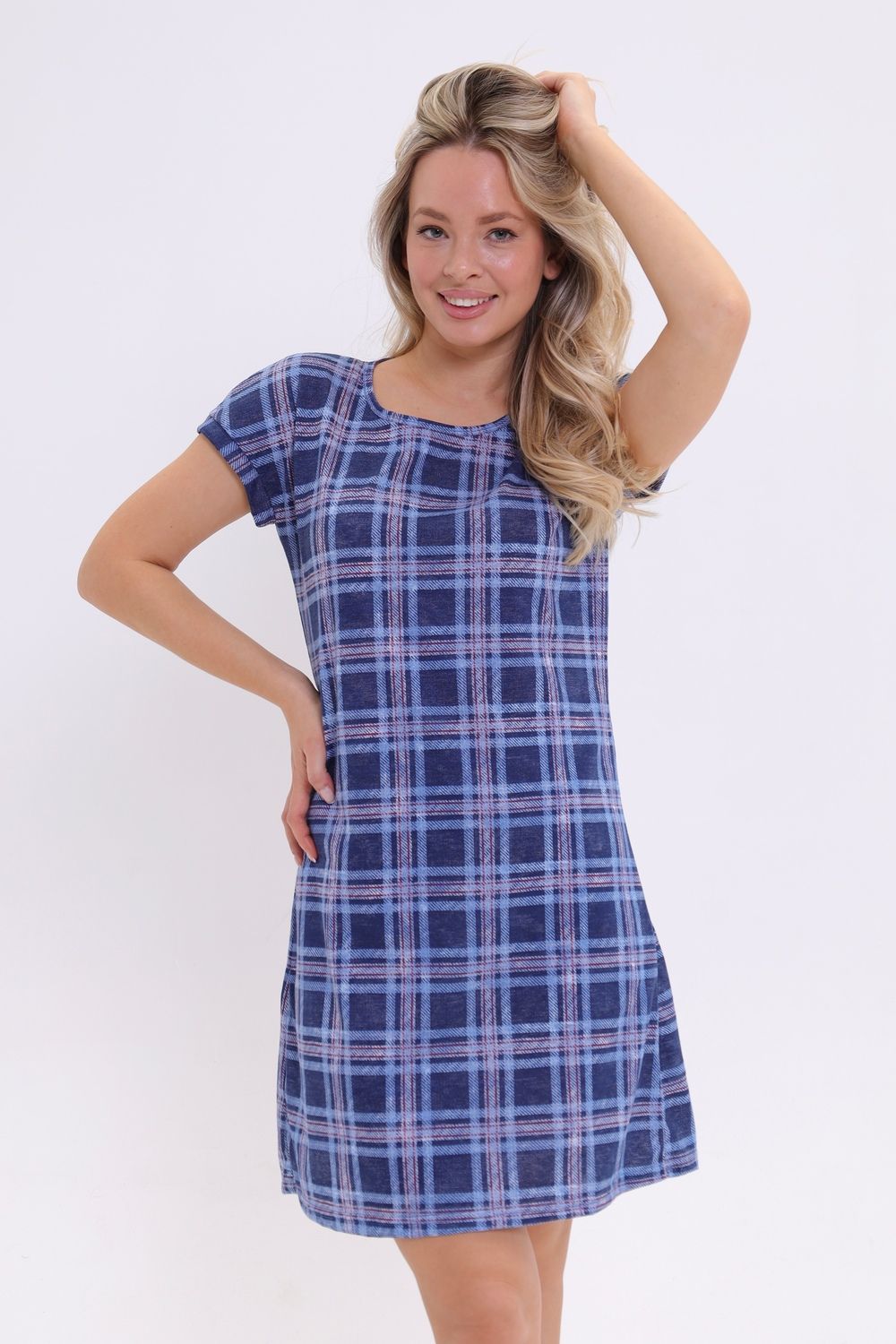 Туника 303 - синий/клетка