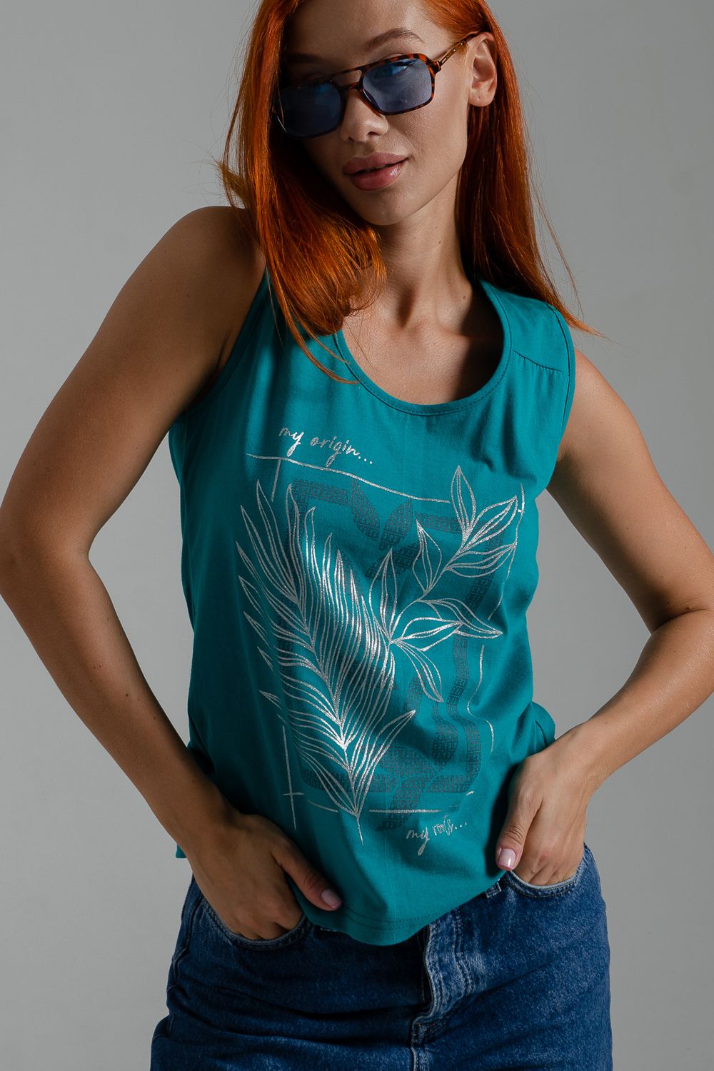 Футболка женская 8419 - изумруд