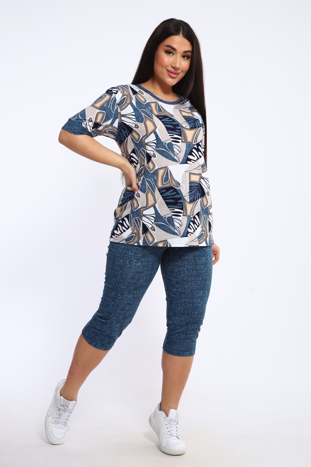 Костюм женский КБЖЖ0050А - желтый/т.синий