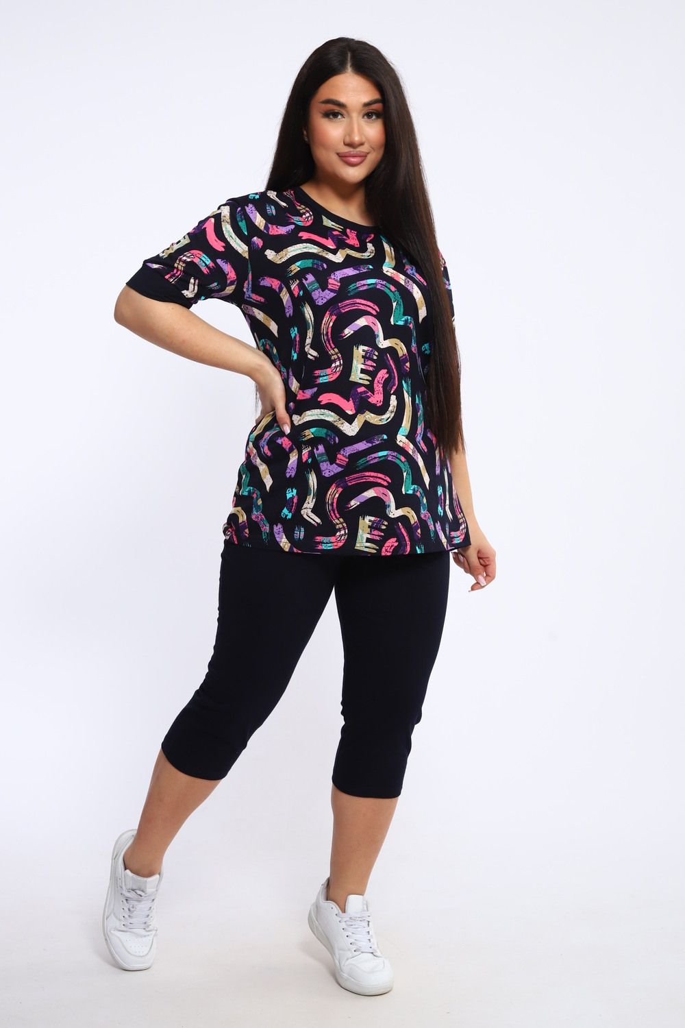 Костюм женский КБЖЖ0050А - синий/беж