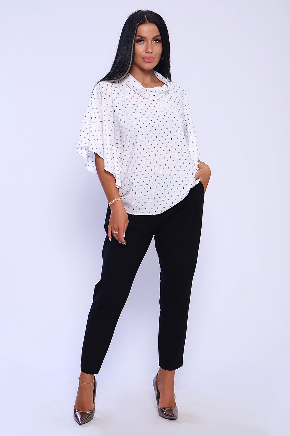 Блузка 32729 - буквы на белом