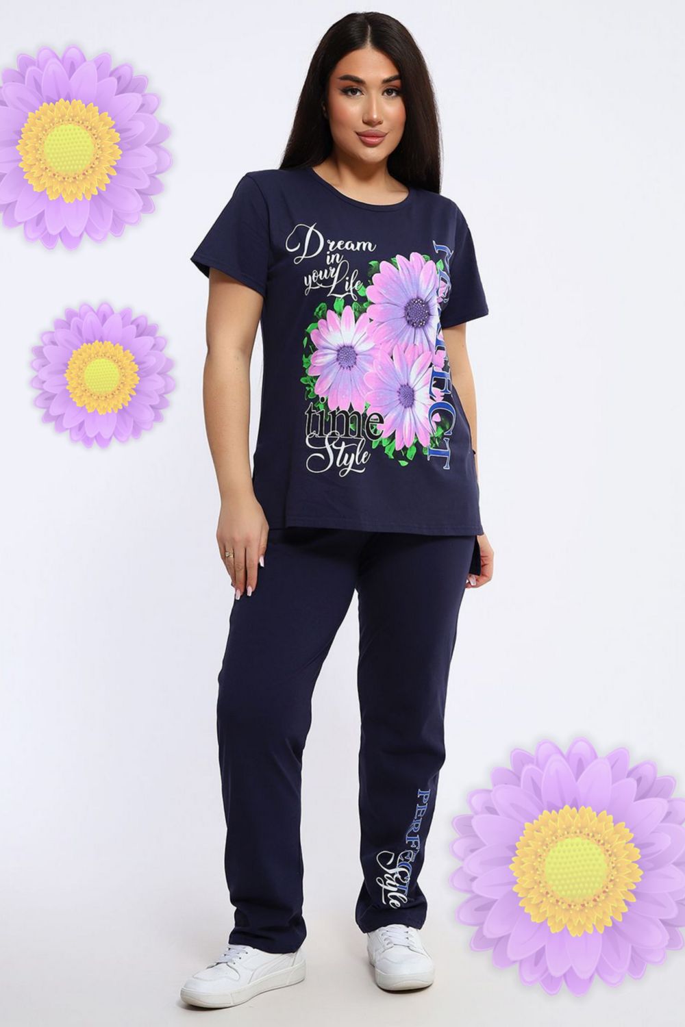 646 Костюм с брюками - Gerbera Style - темно-синий