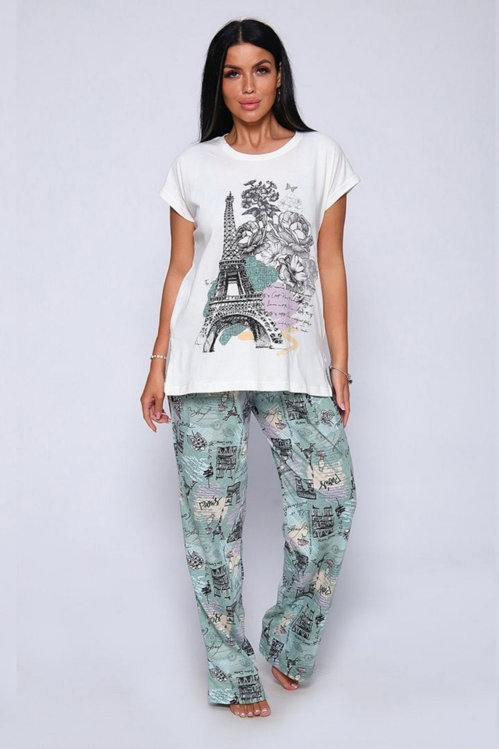 643 Костюм с брюками - Париж - зеленый