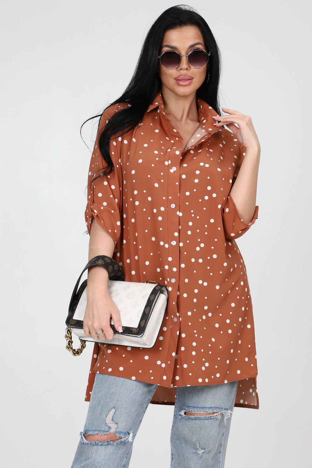 Туника 31742 - коричневый горох