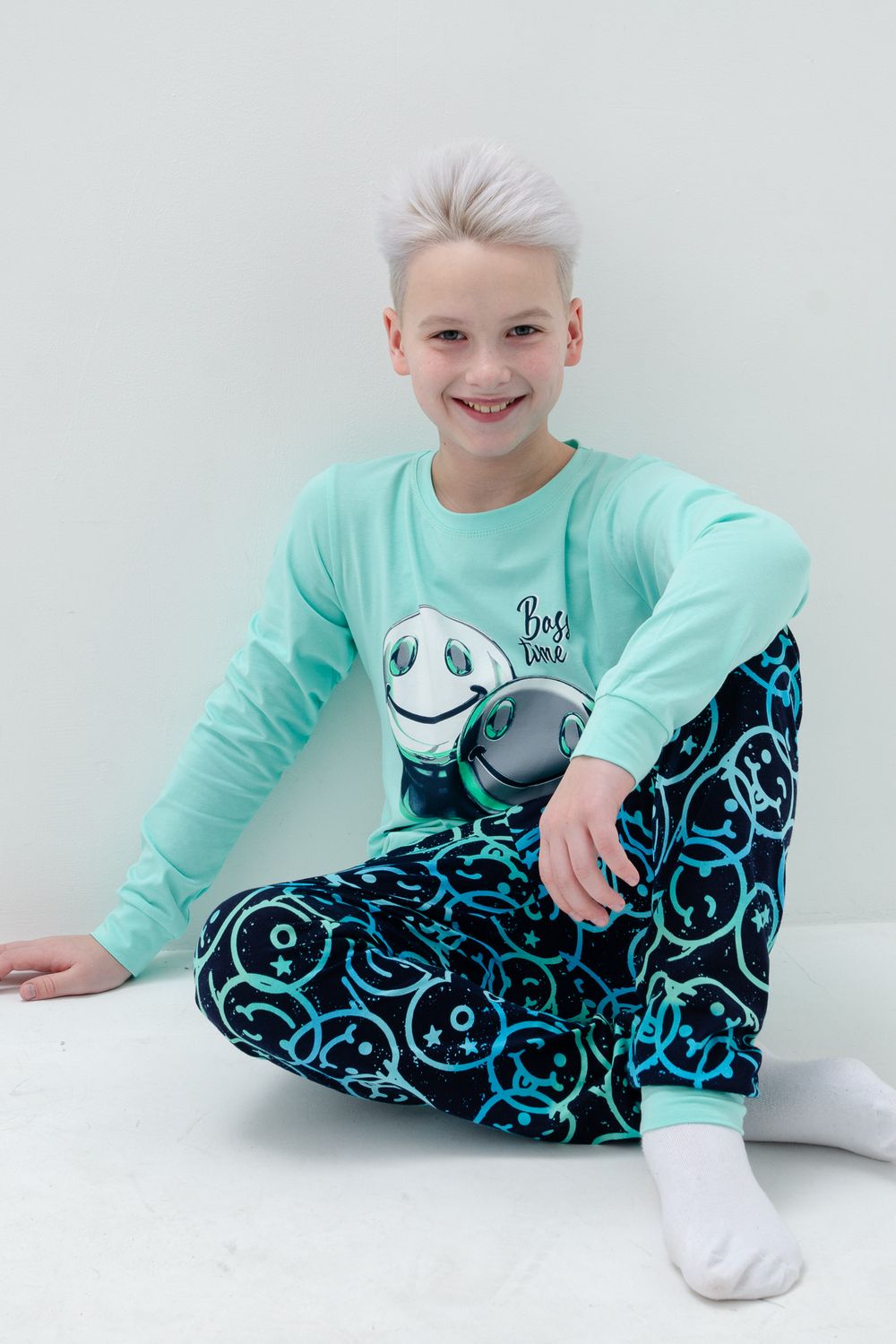 Пижама Сигма длинный рукав со штанами для подростка - ментоловый