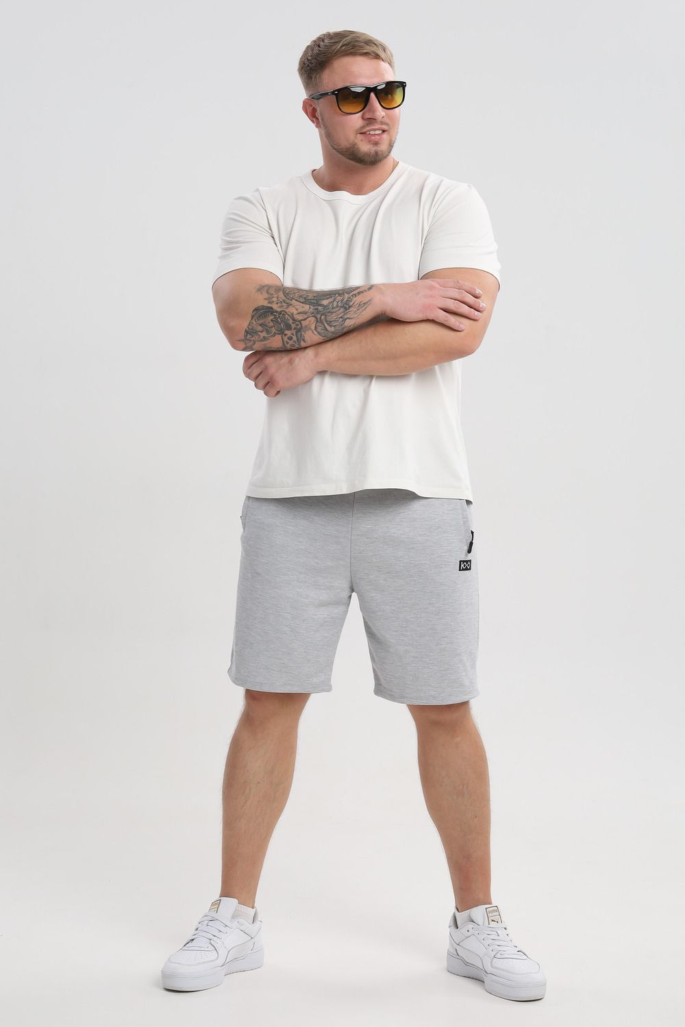 16 Шорты мужские - серый меланж