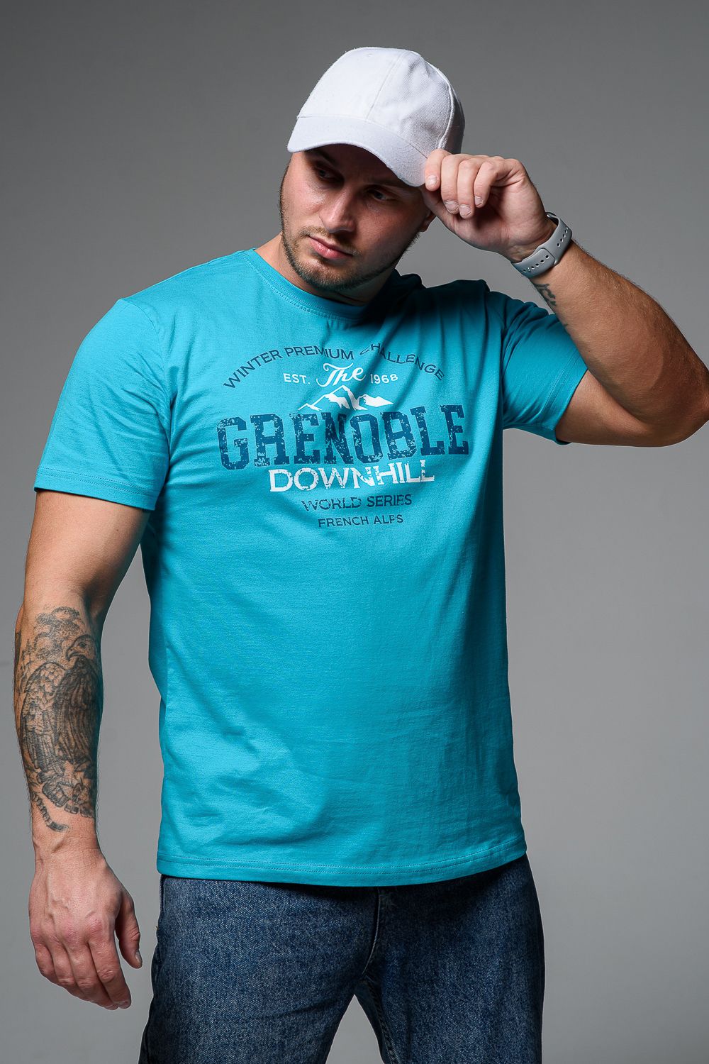Футболка мужская 8503/1 - туркуаз+Гренобль