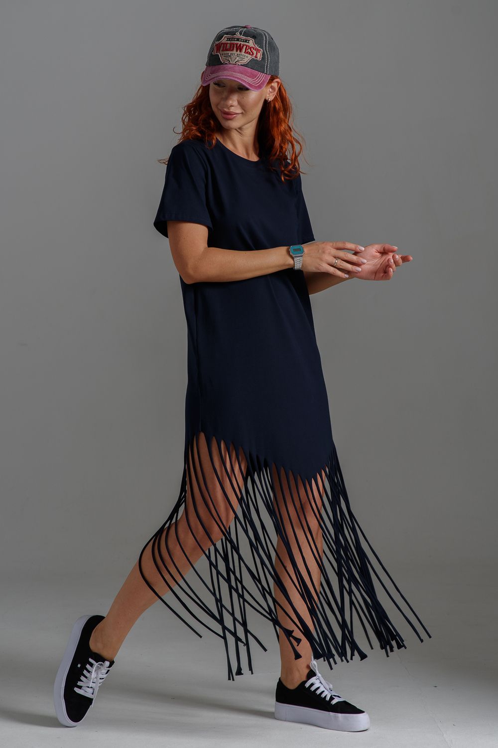 7477 Платье женское - темно-синий