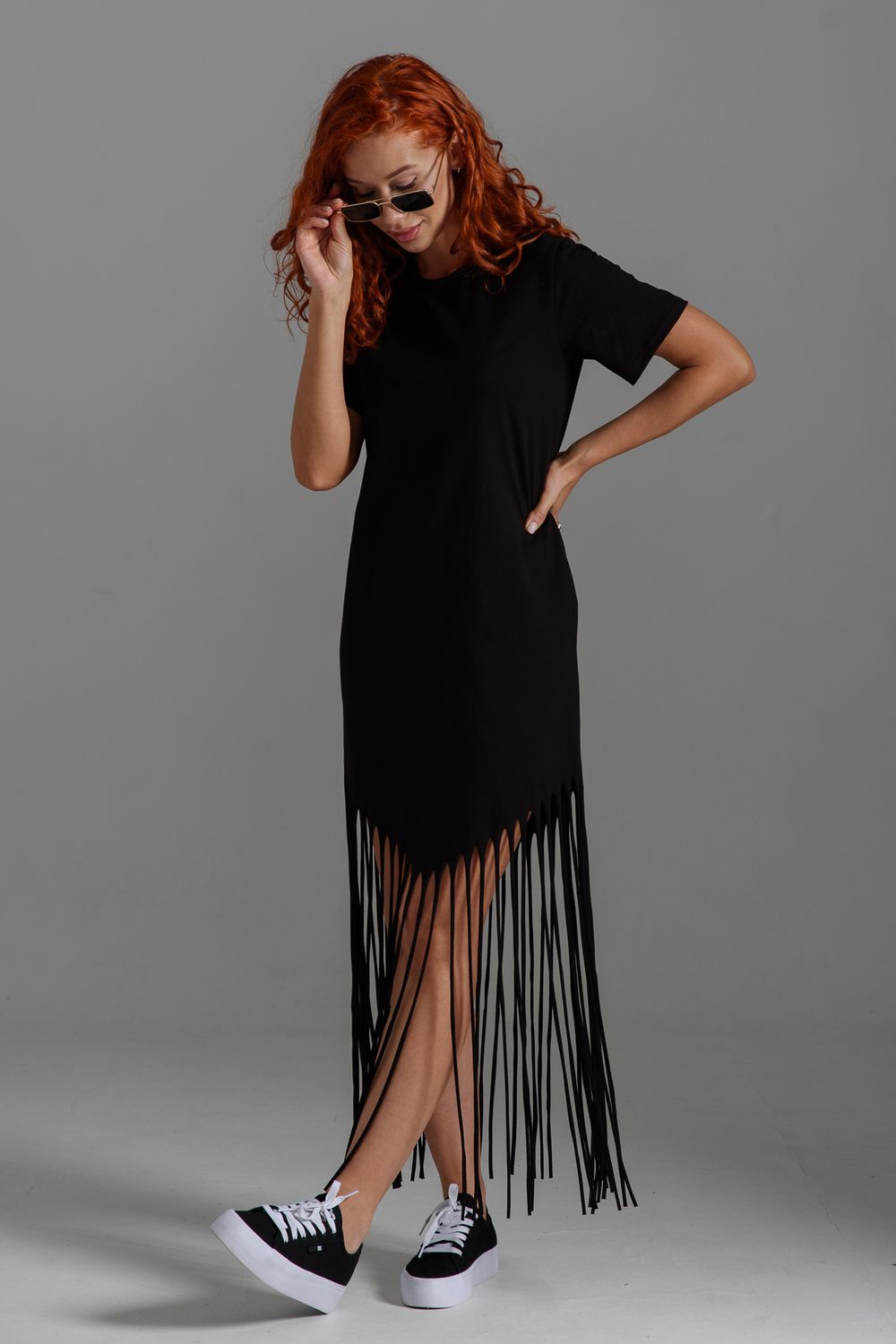 7477 Платье женское - черный