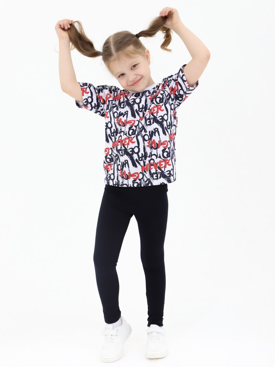 Костюм футболка - легинсы 33065 - синий+буквы