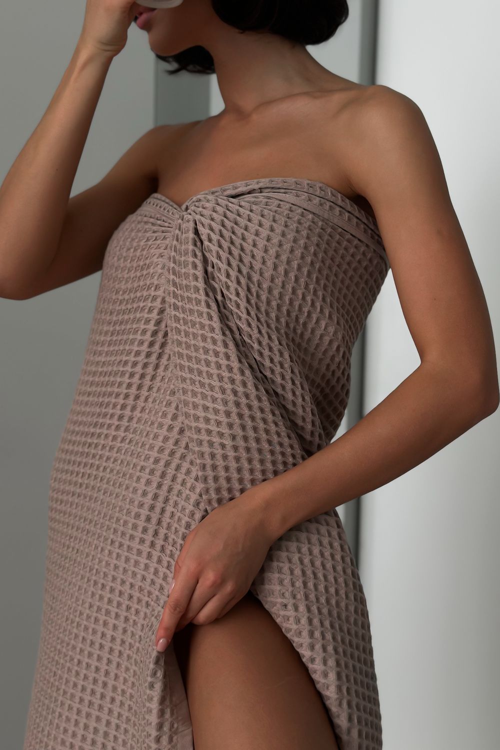 Полотенце вафельное Бохо размер 100х150 - кофейный