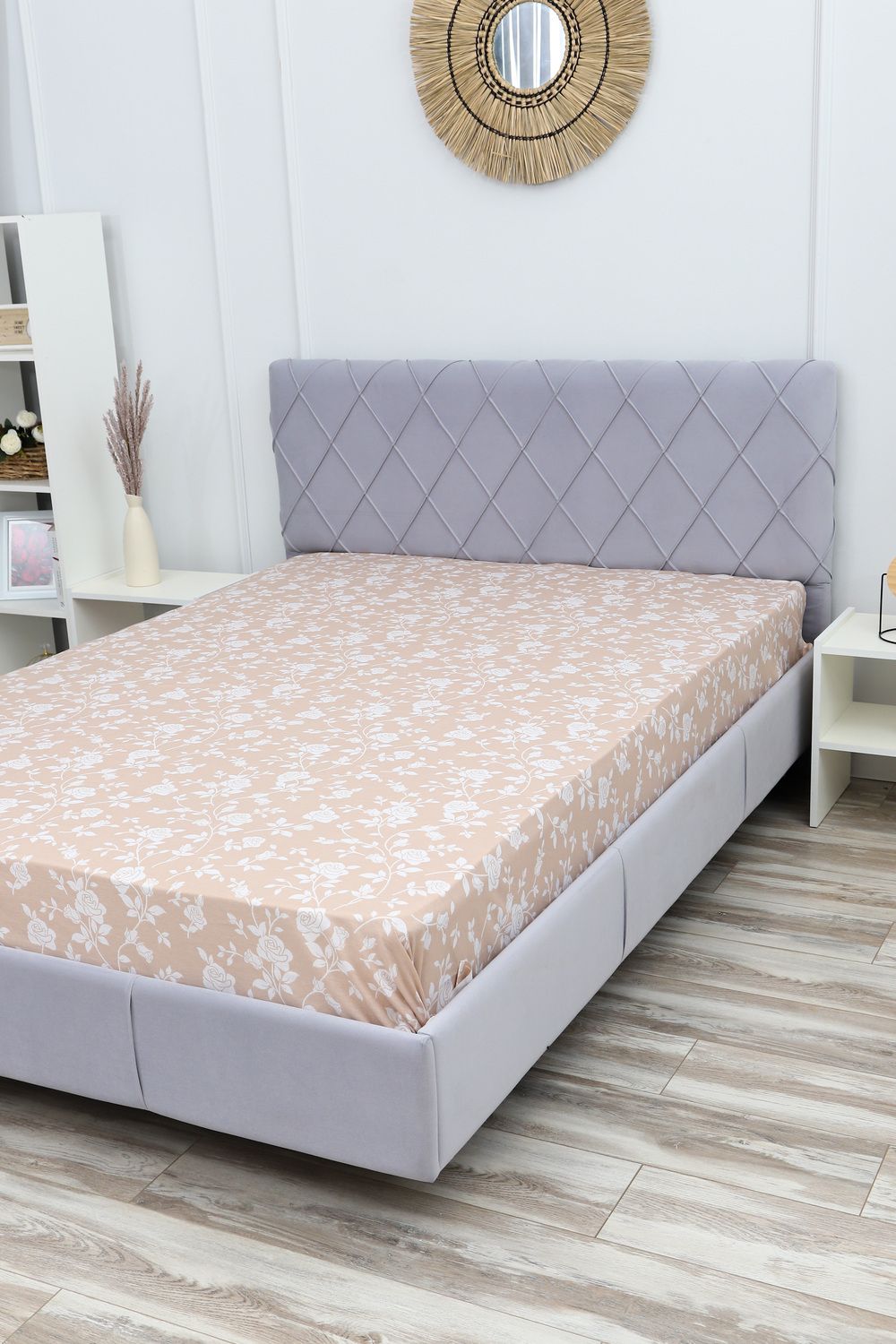 Простыня поплин Цветочный рай-компаньон - кофейный