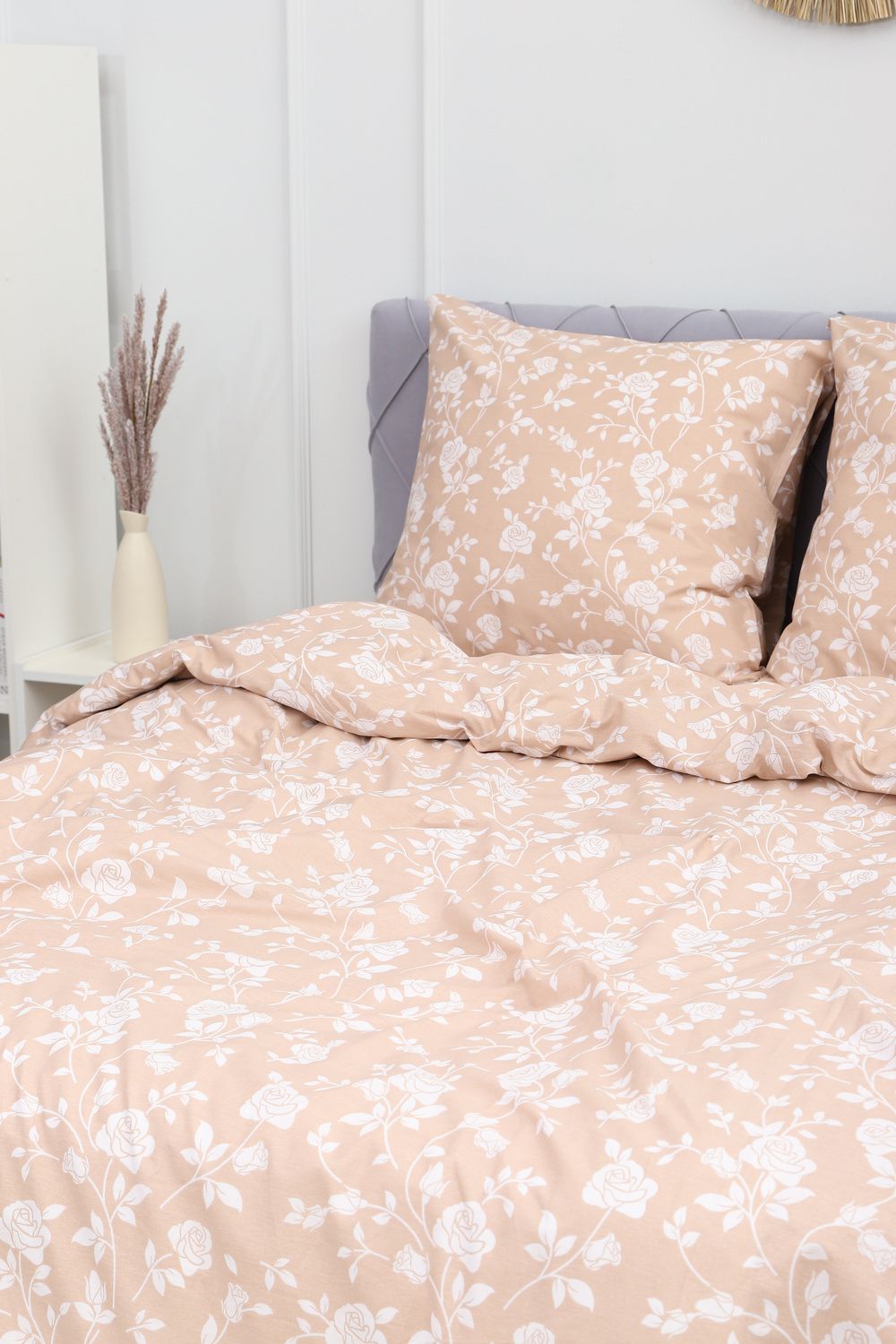 Пододеяльник поплин Цветочный рай-компаньон - кофейный