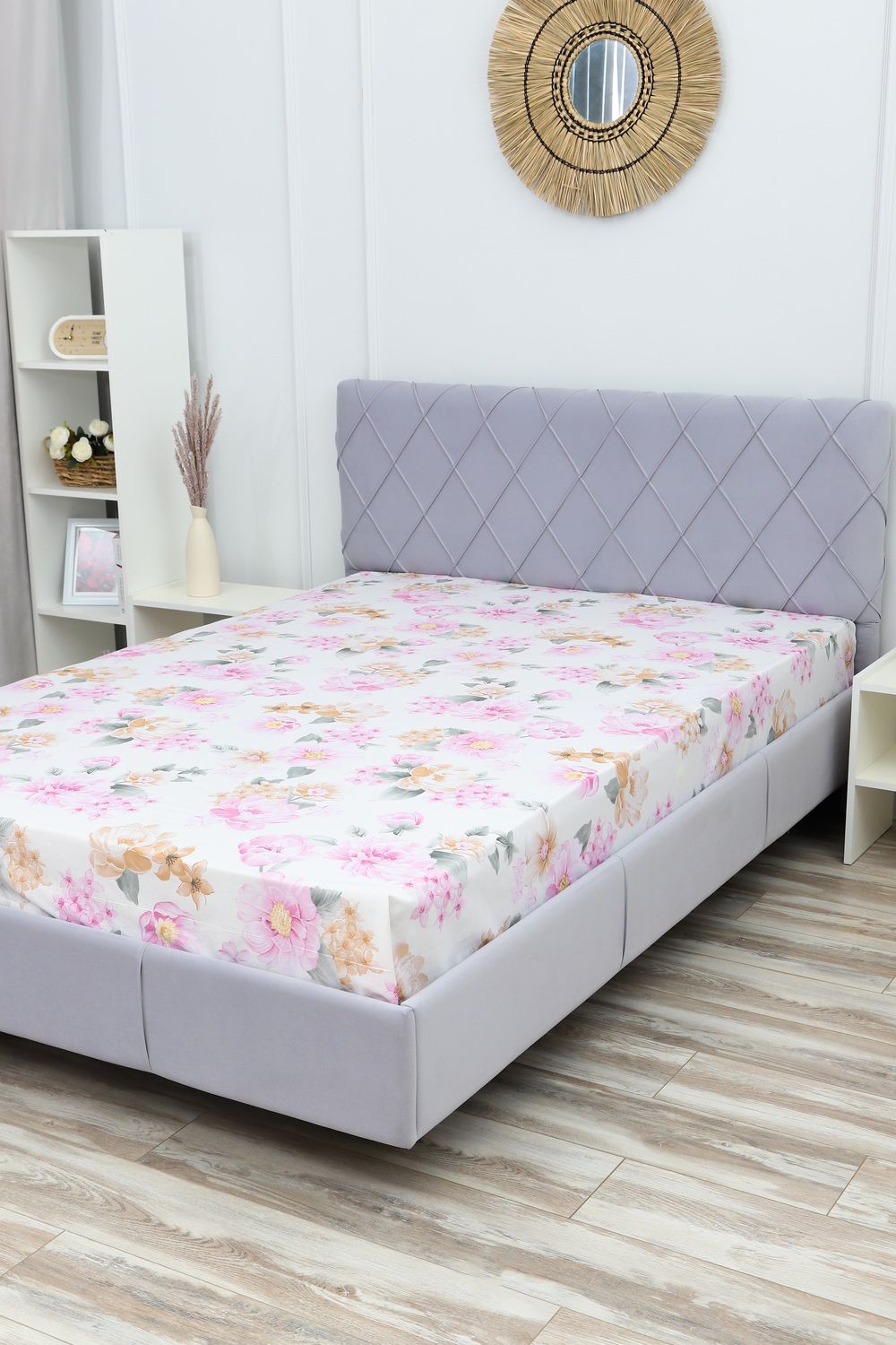 Простыня поплин Цветочный рай - белый