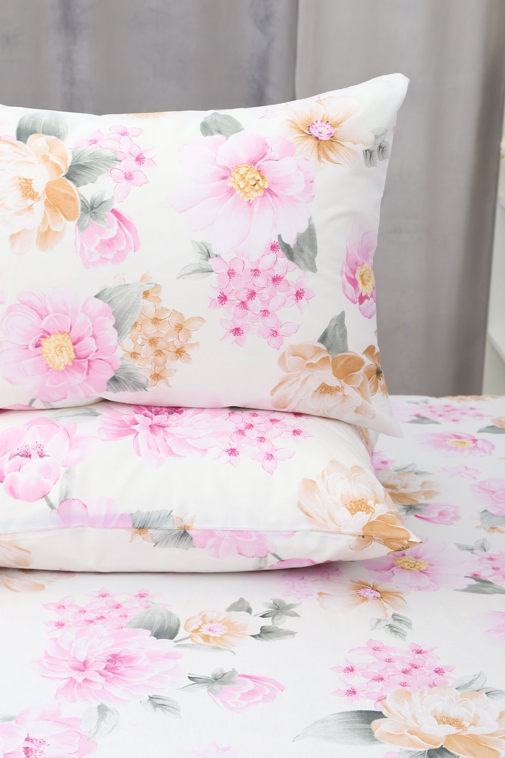 Наволочка поплин Цветочный рай - белый