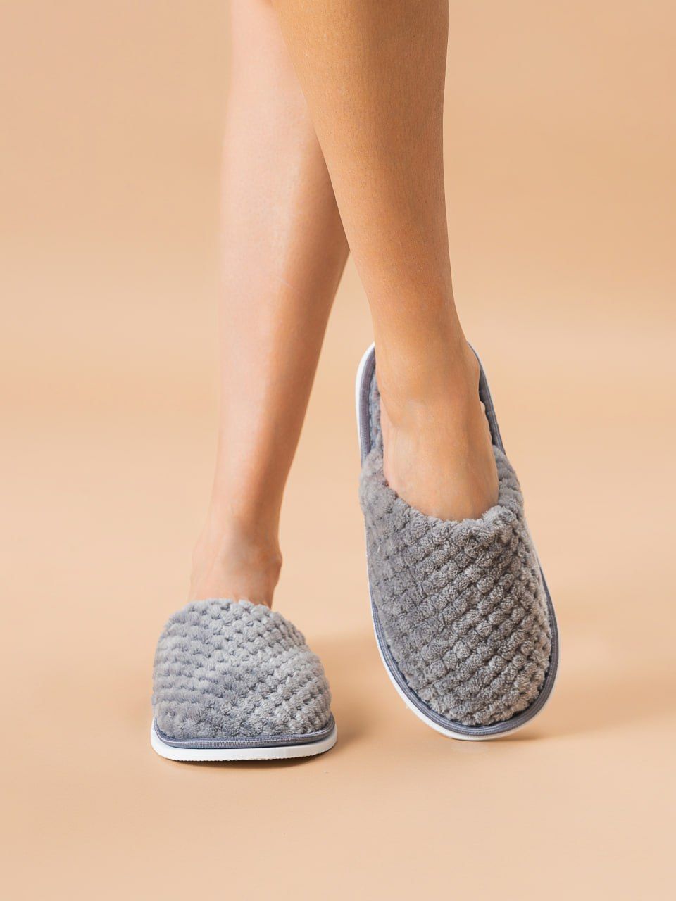 Тапочки домашние С-6ЖВТ-МР - соты/серый