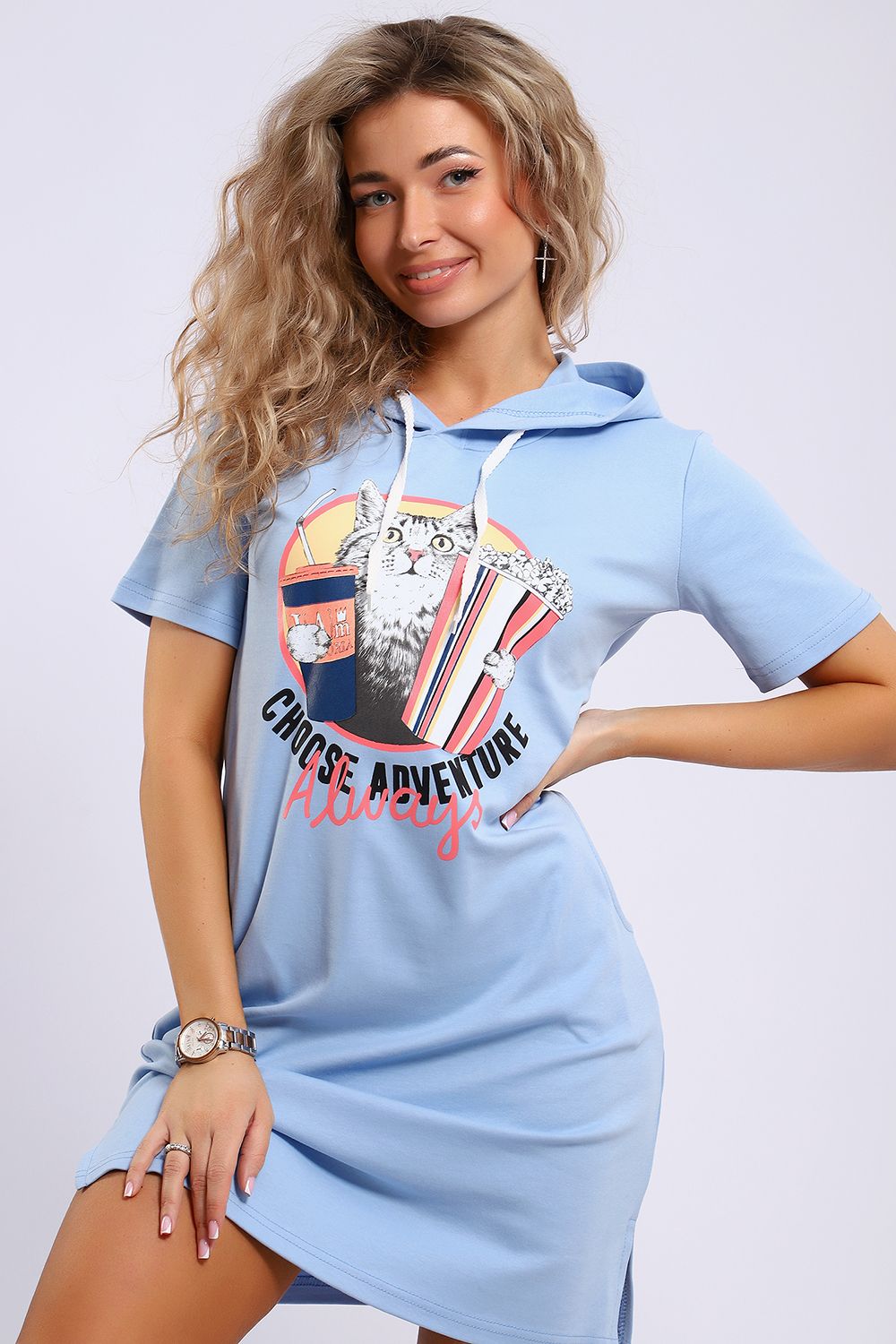 платье ЕПЛ-1055 - голубой