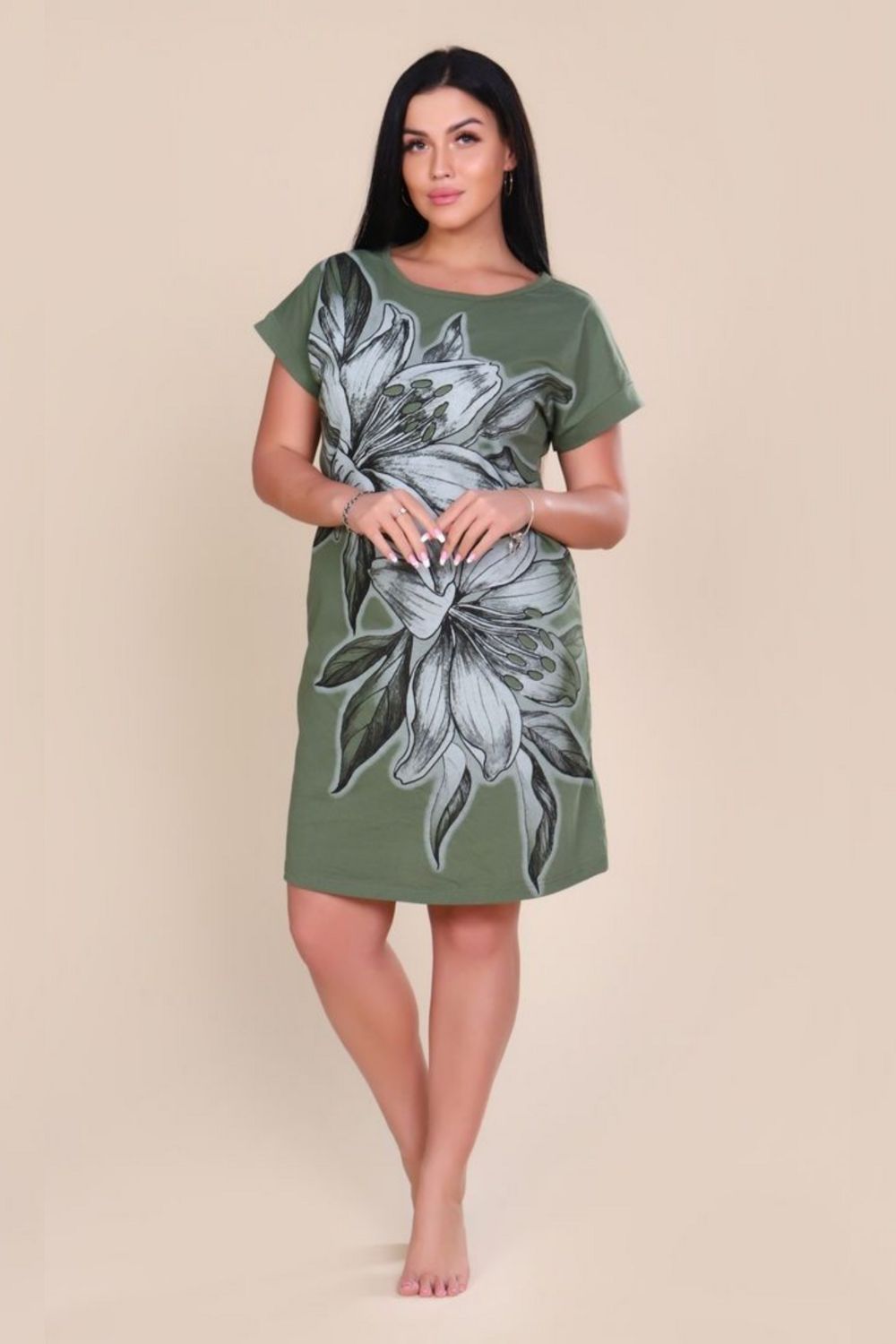 460 Туника хлопковая - LiLian - хаки