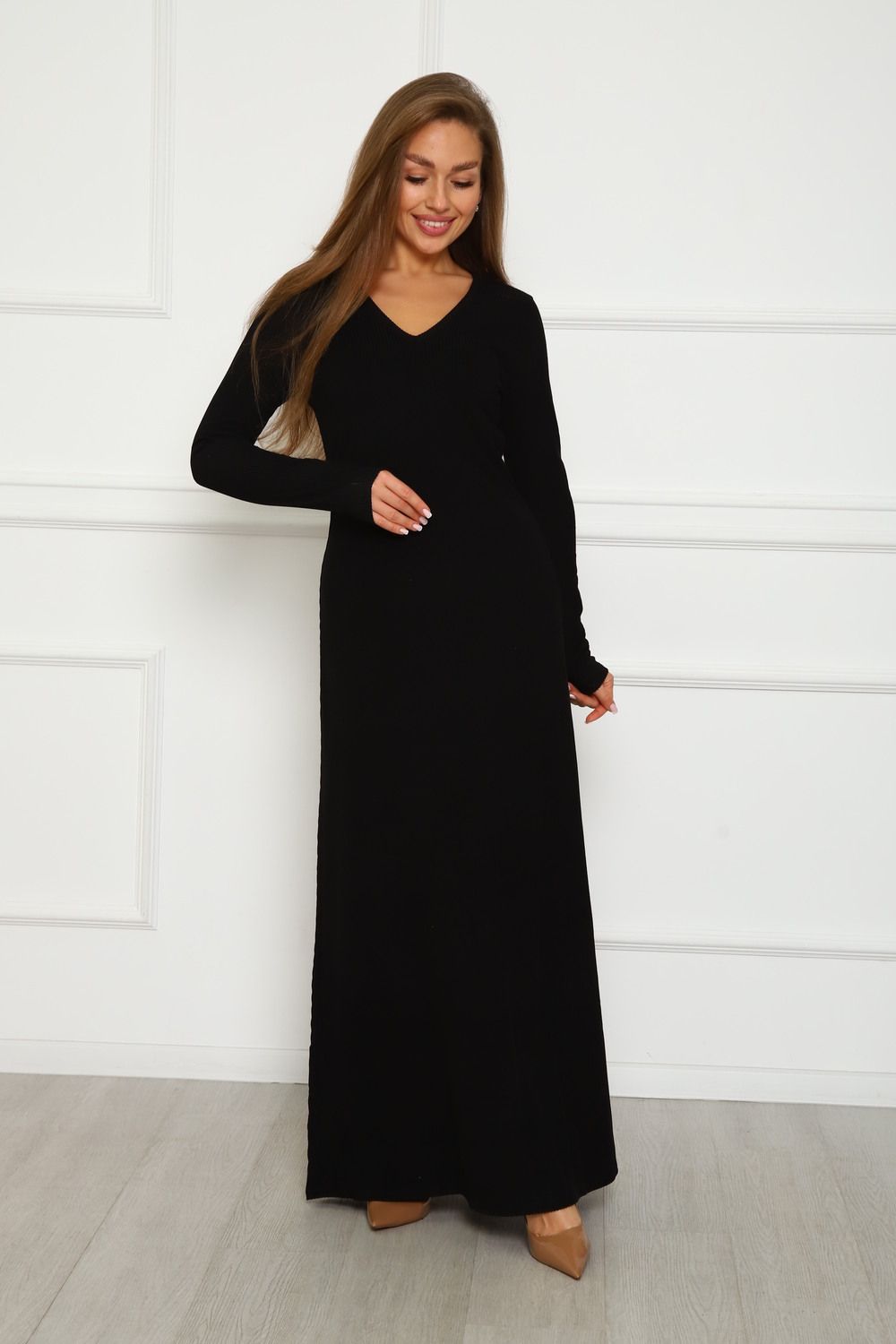 Длинное платье лапша m2 - черный