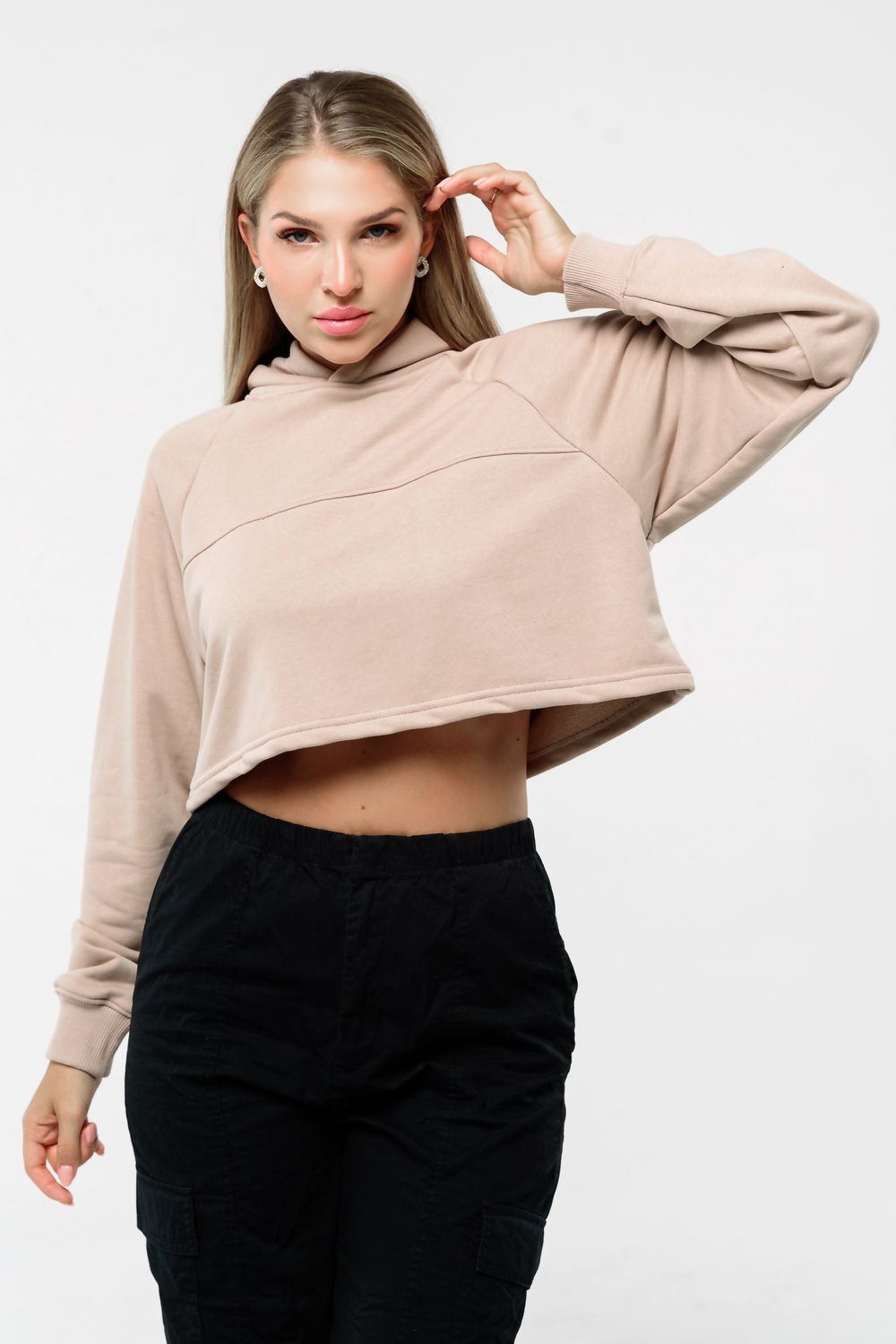 Свитшот 2 оверсайз короткий - бежевый
