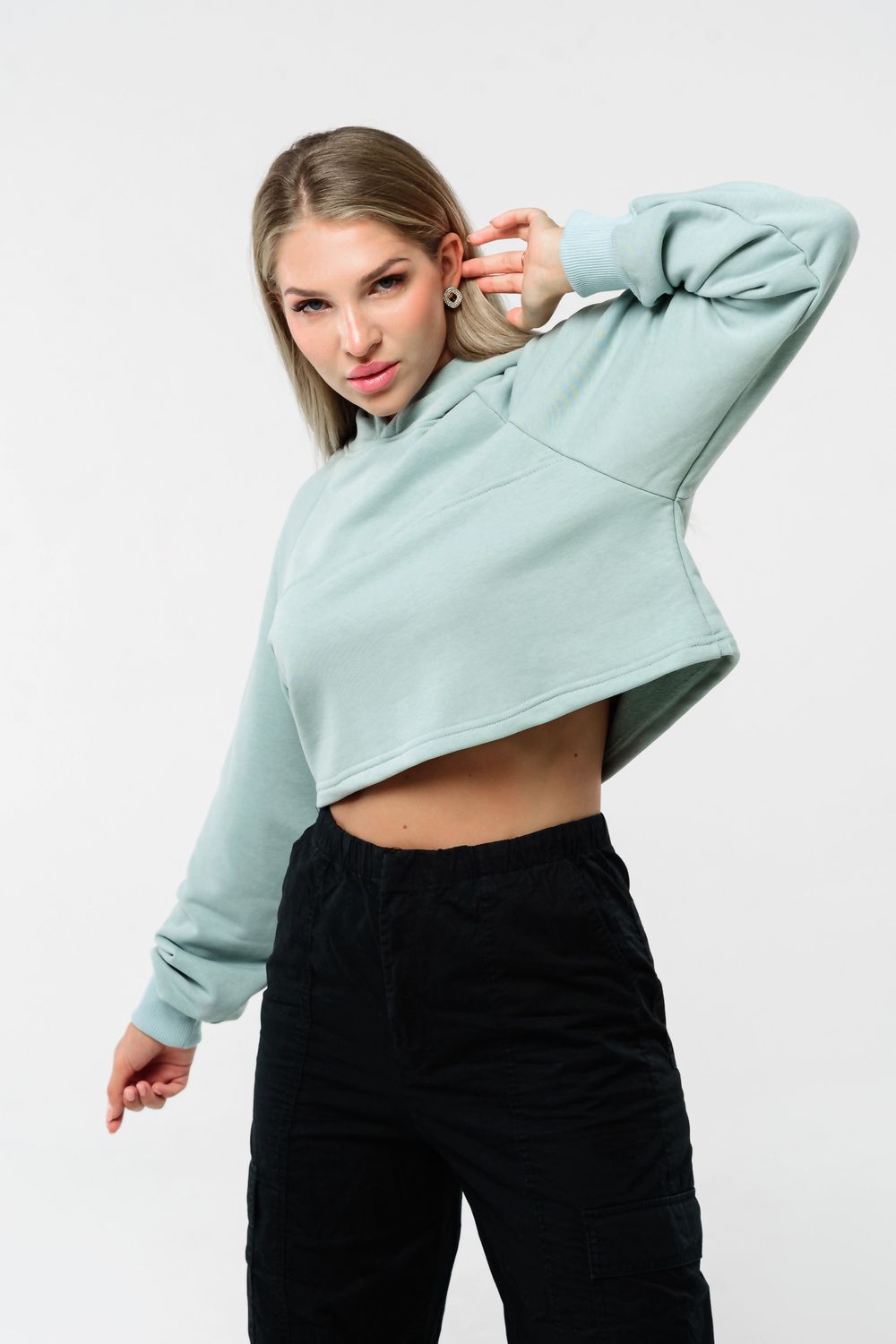 Свитшот 2 оверсайз короткий - ментол