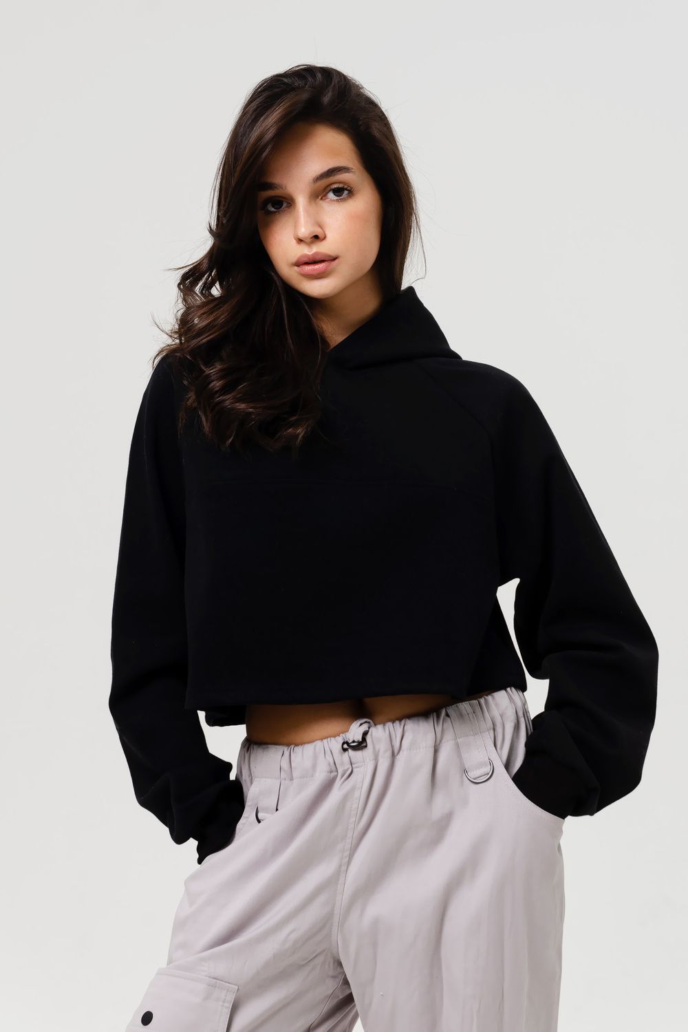 Свитшот 2 оверсайз короткий - черный