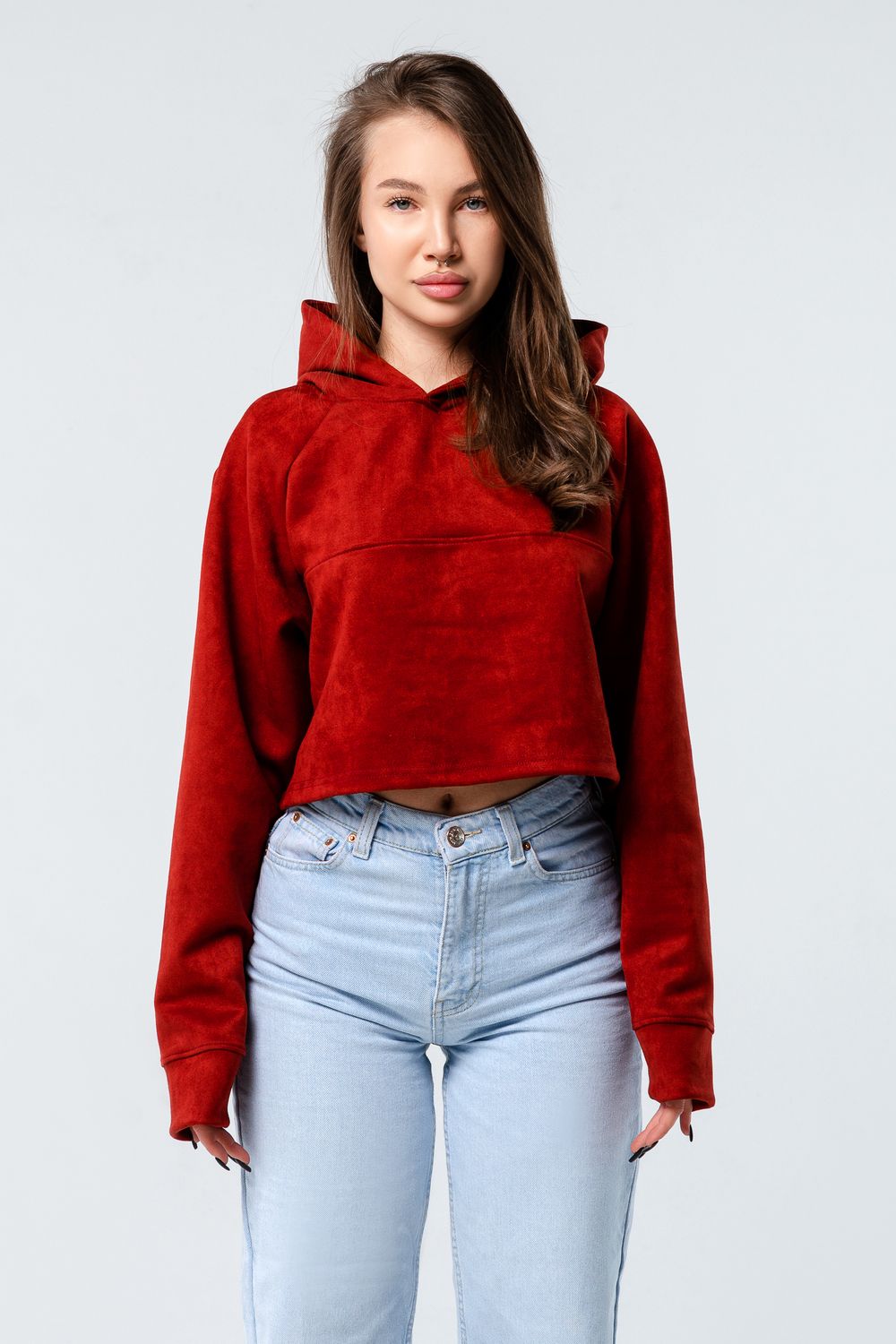 Свитшот 2 оверсайз короткий - терракот